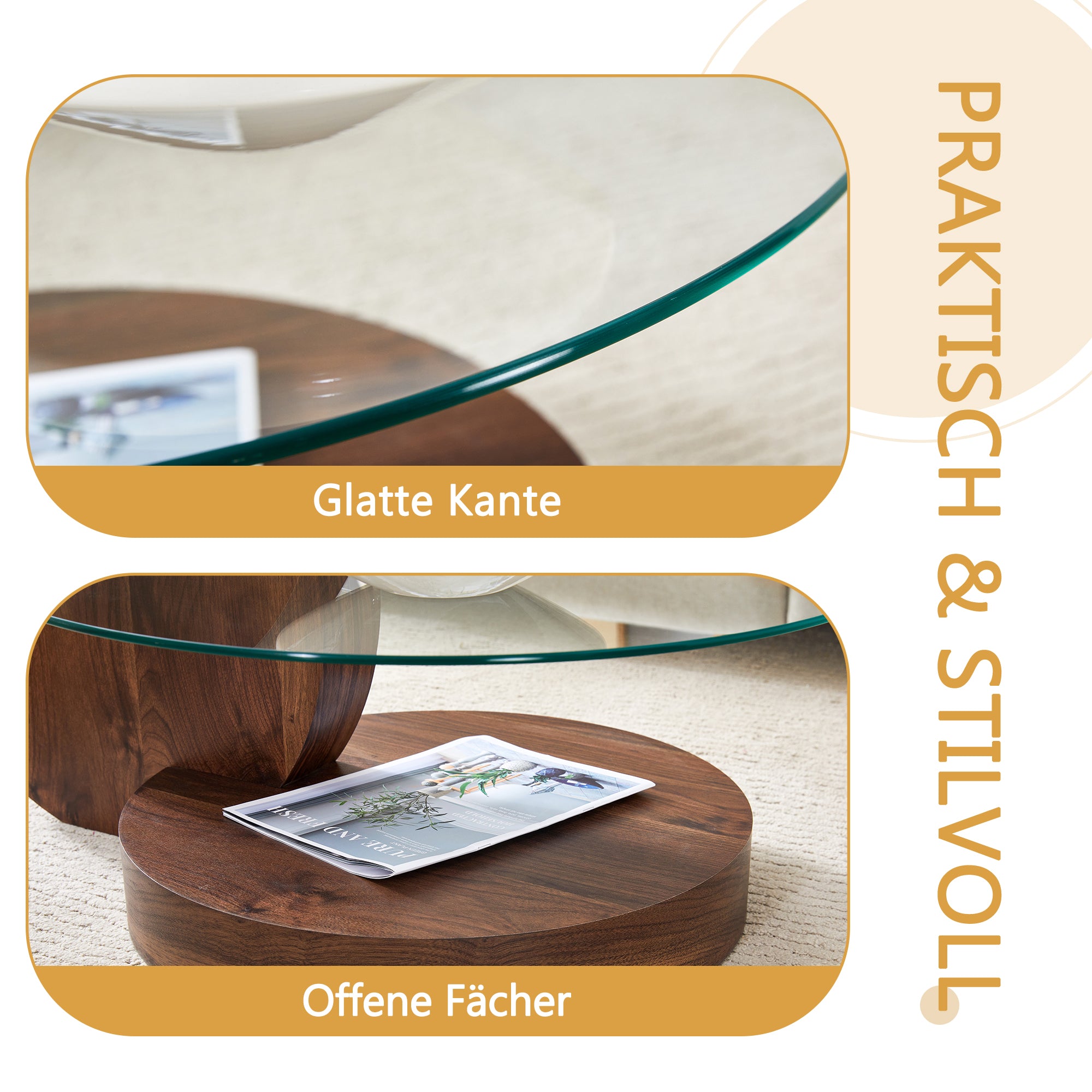 Coffee Table Modern Minimalist Multi-Layer Tempered Glass & MDF