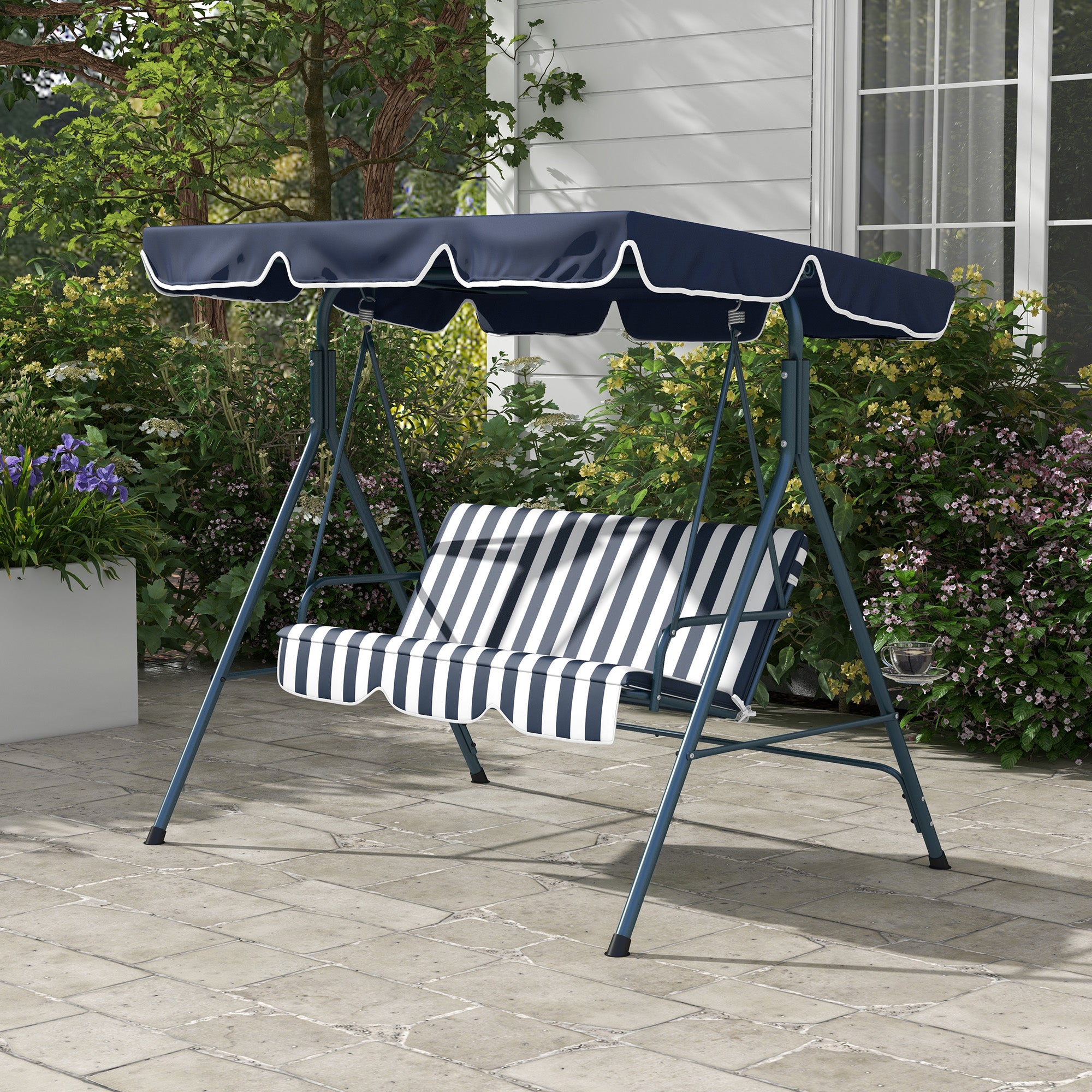 Hollywood Swing 3-Seater Adjustable Canopy Weatherproof - Blue