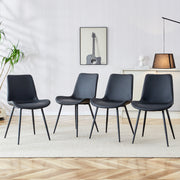Dining Chairs Set of 4 Modern PU Leather Metal Frame - Black