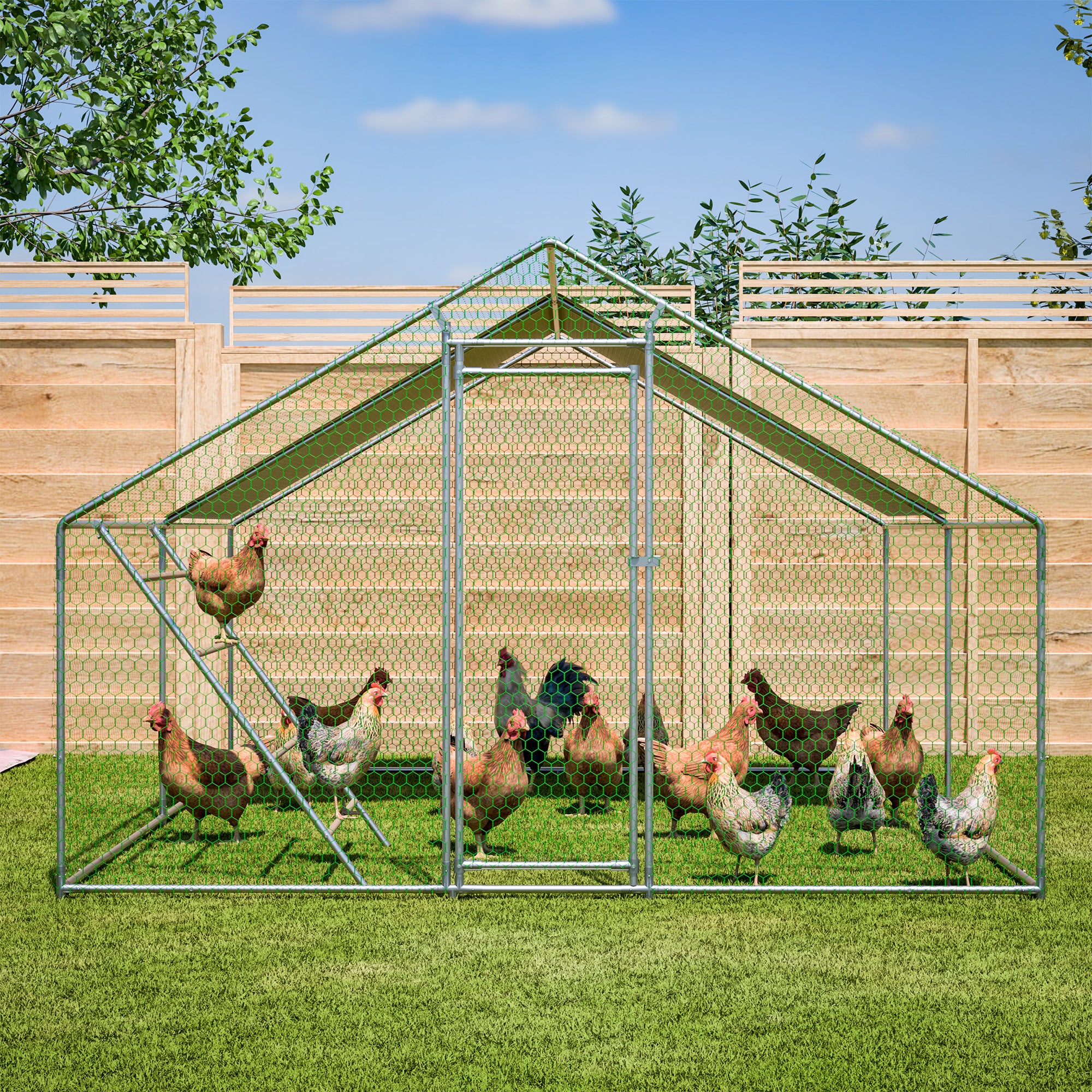 Chicken Coop 3x4m Perch Ladder Safety Lock UV Cover - Reinforced Steel