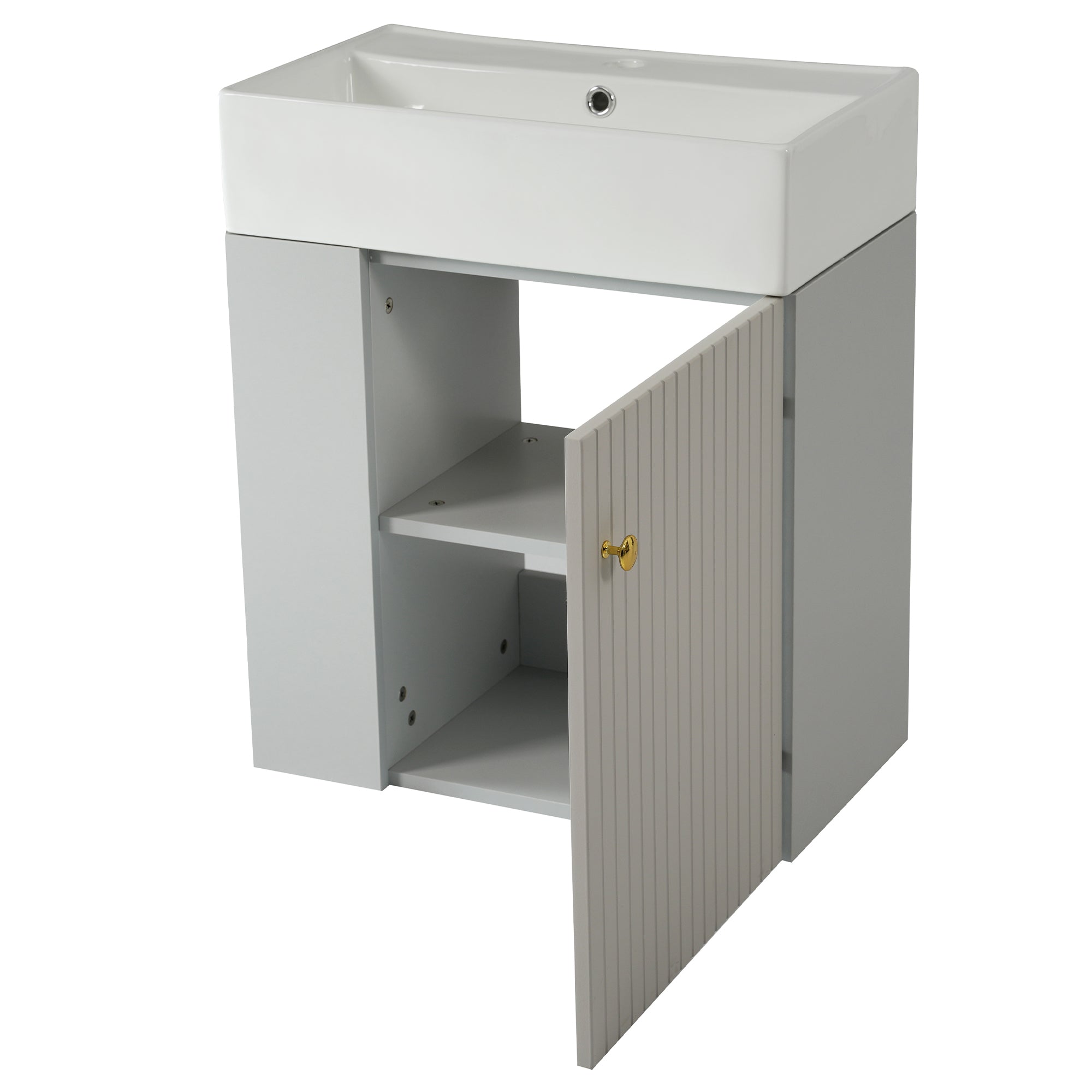 Bathroom Furniture Washbasin with Vanity Unit 55cm, Hanging, Light Grey
