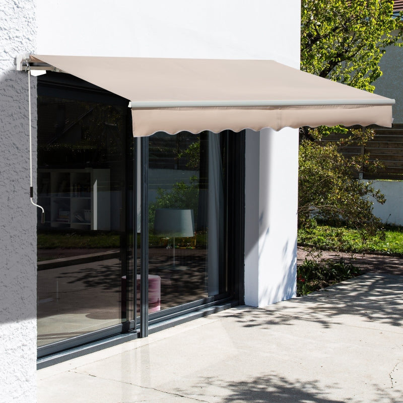 Manual Awning 4x2.5m Sun Weather Shade with Handle, Beige