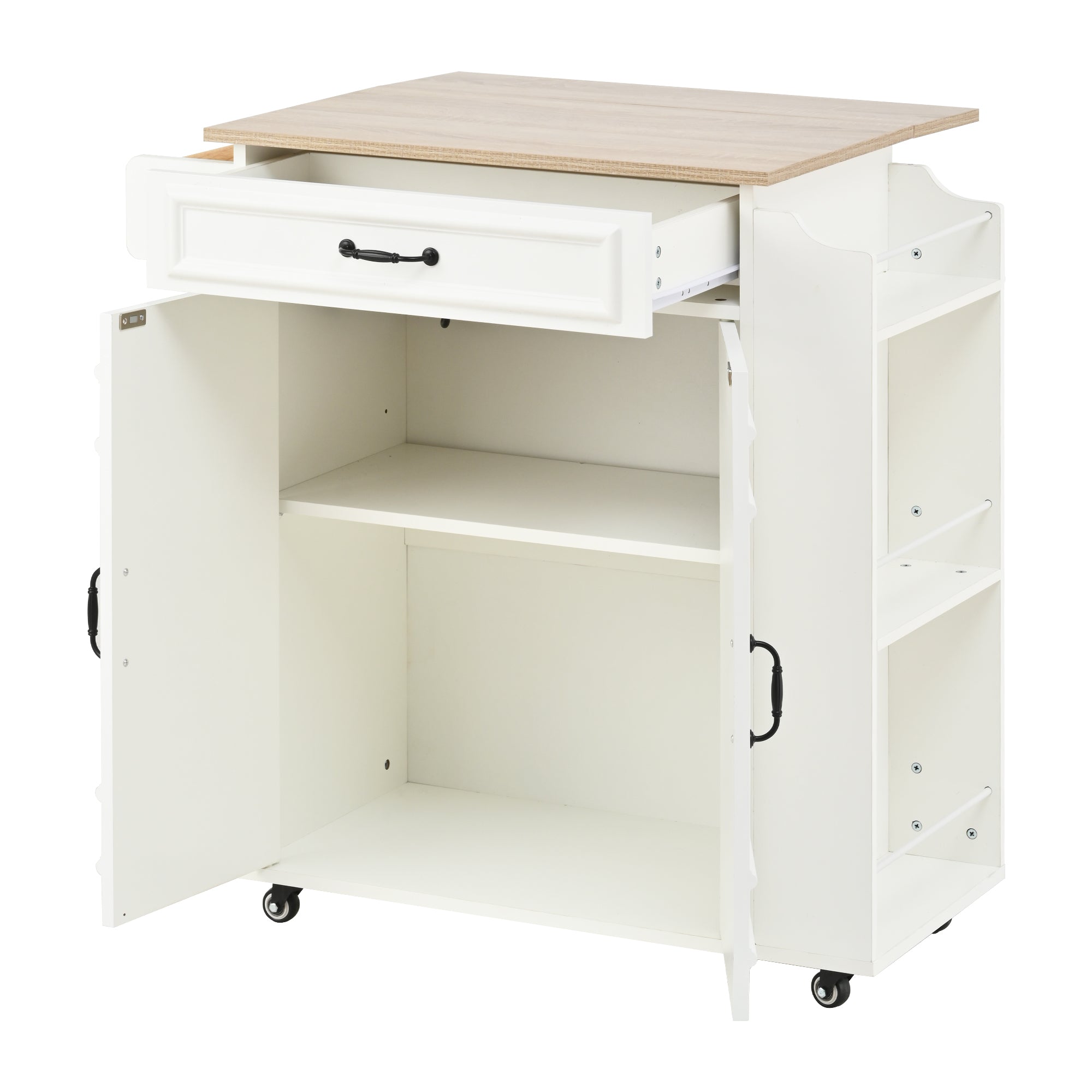 Kitchen Island Rolling Folding Worktop Storage Spice Rack