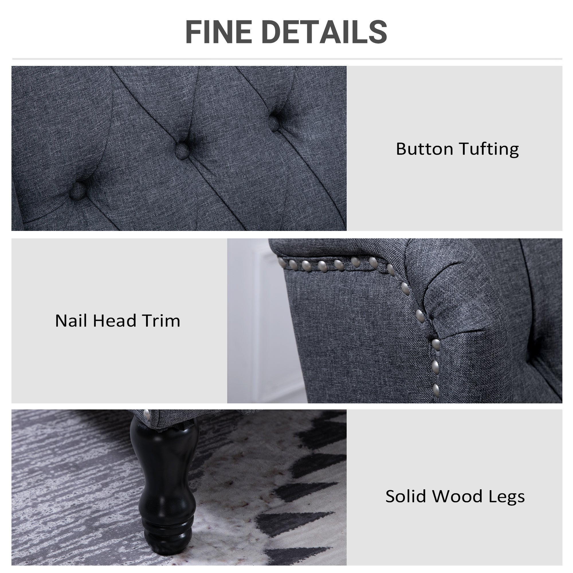 Recliner Armchair, Vintage Wingback with Footrest, Dark Grey