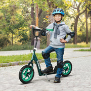 Children's Kick Scooter with Height-Adjustable Handlebar, Brake and Stand, Green Steel