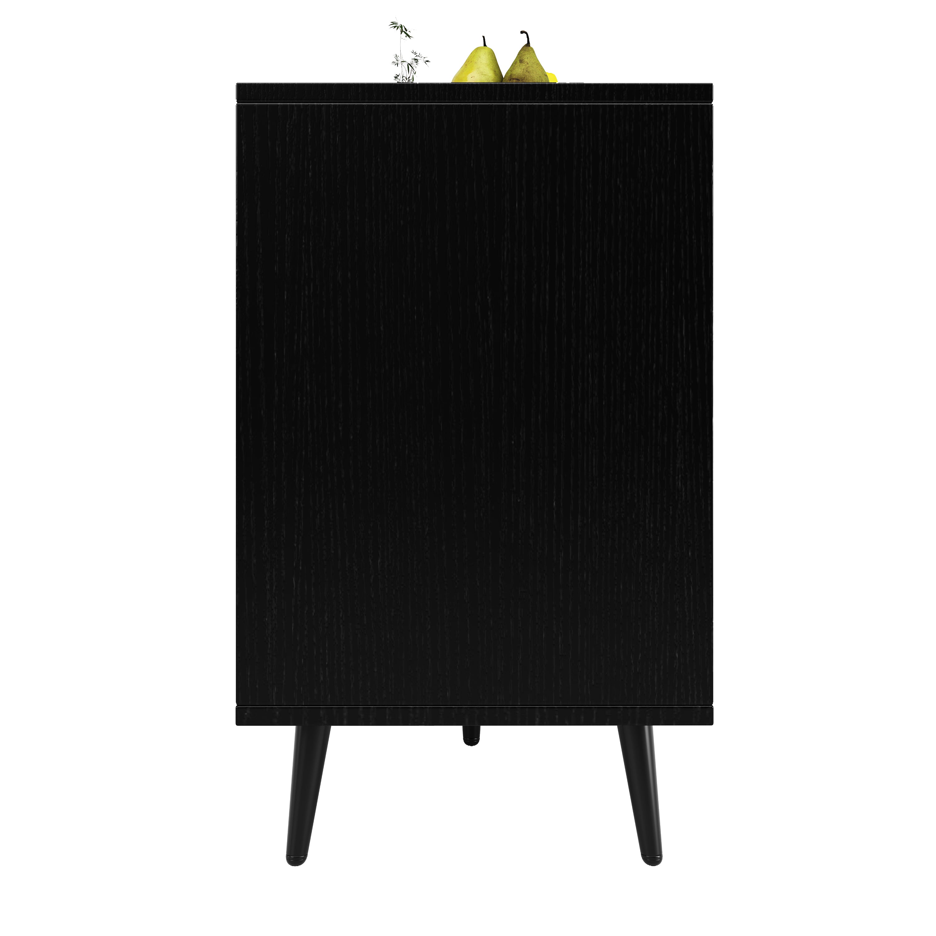 Dining Room Cabinet Freestanding Storage Unique Carved Herringbone Door Black