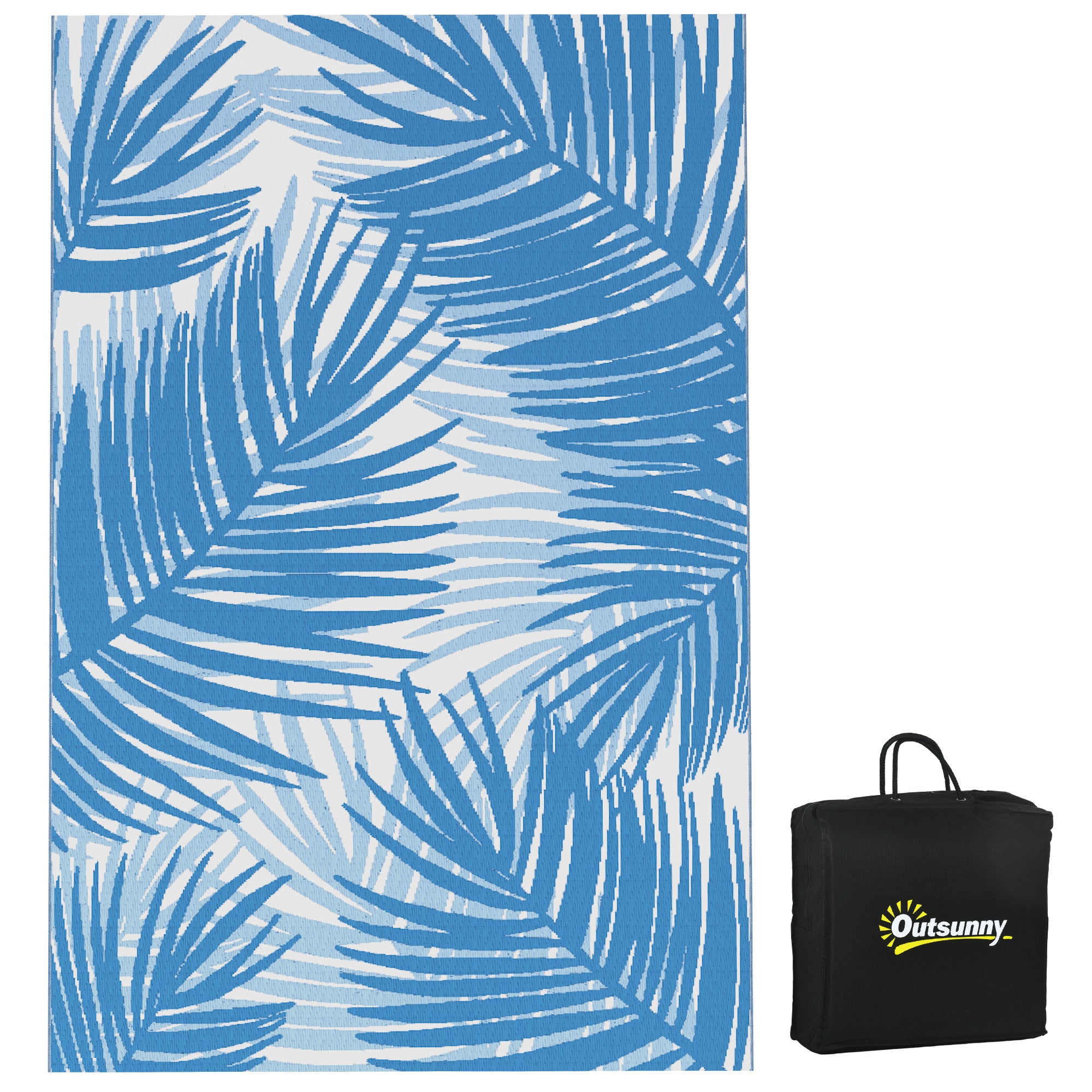 Reversible Rug, 182x274cm Outdoor Camping Patio, Blue Plastic