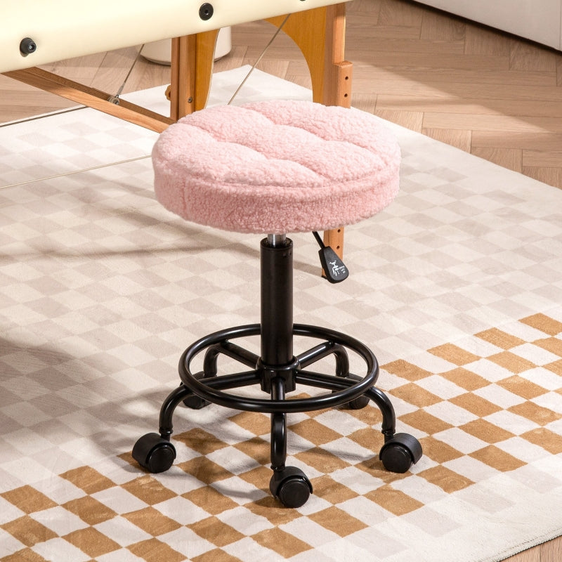 Rolling Stool, Adjustable Swivel Work Office, Pink