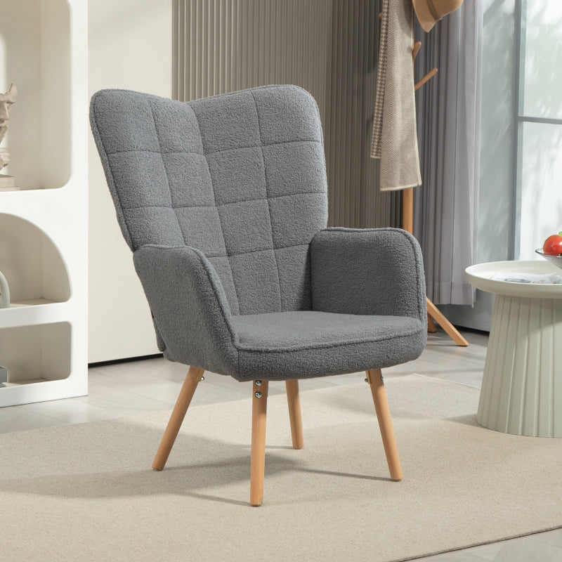 Teddy Wingback Accent Chair Fleece Grey