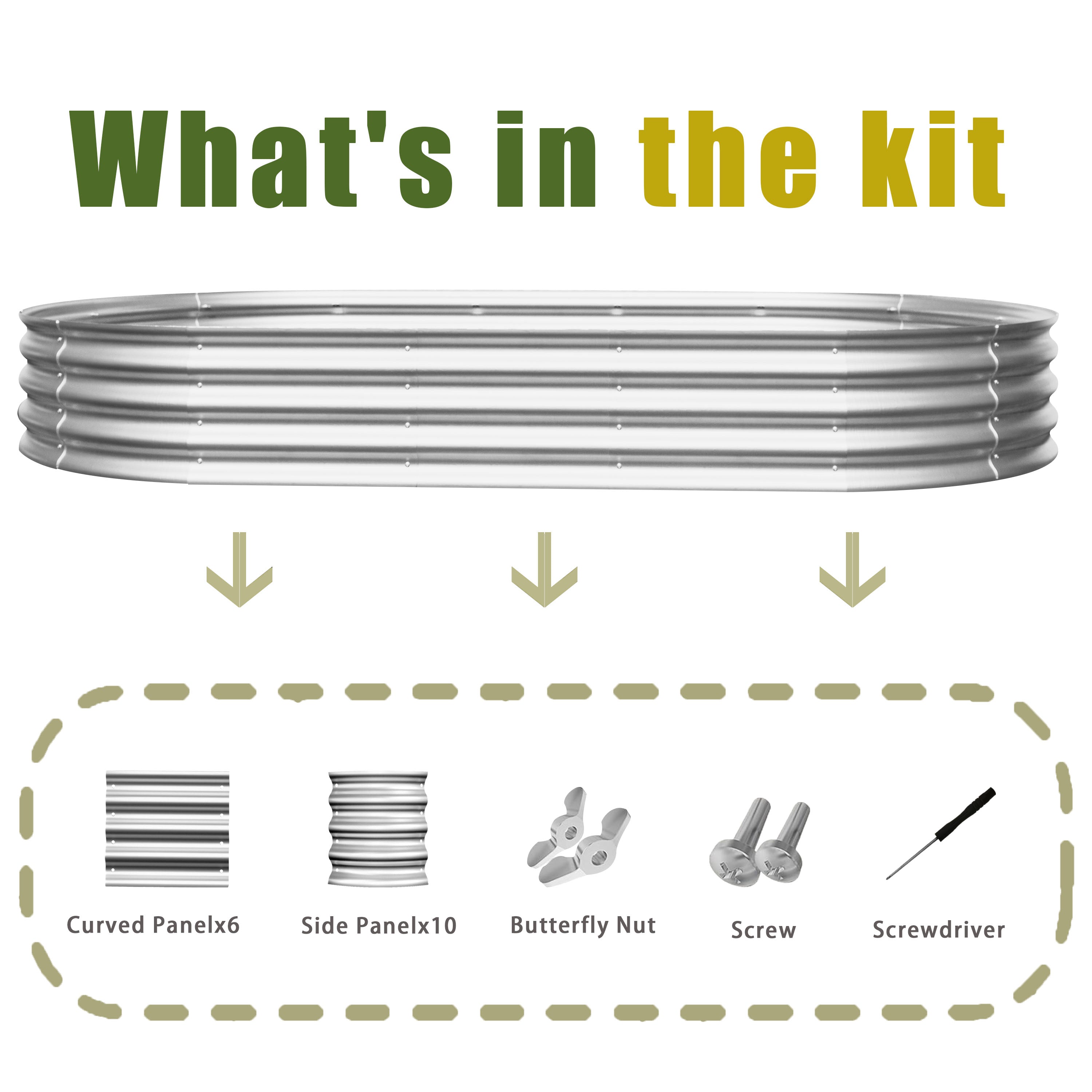 Raised Bed Metal Galvanized Elevated Garden Kit, 8x4x1ft, 1pc