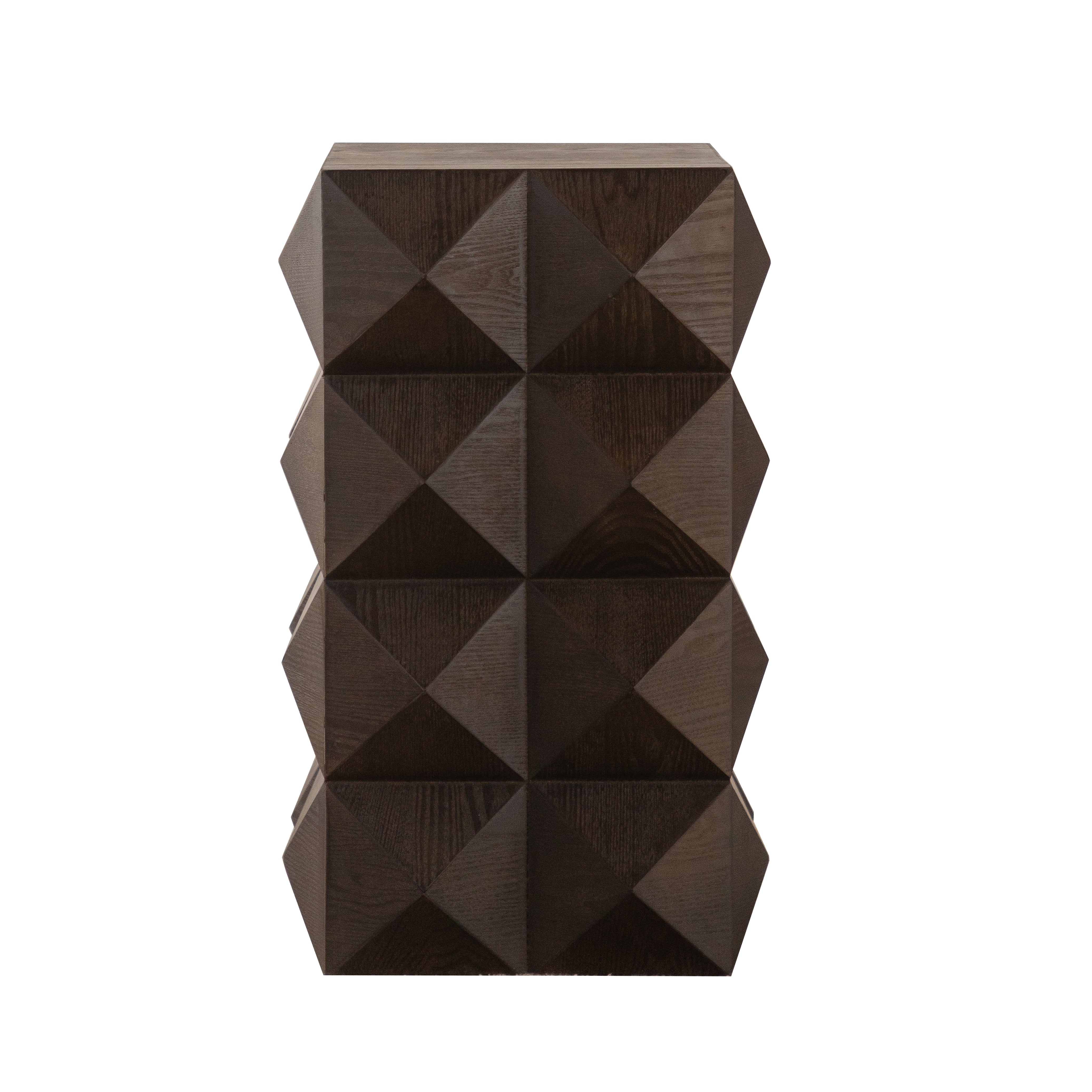 60cm height three-dimensional embossed pattern design retro side table retro wooden nightstand brown