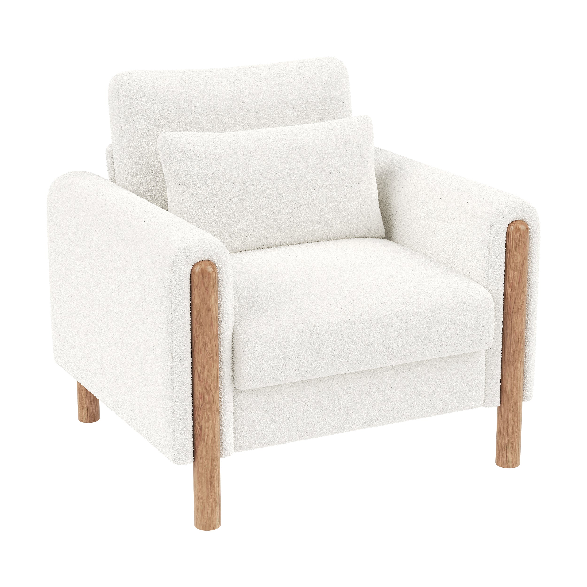 Armchair, Thick Cushion & Soft Upholstery, White