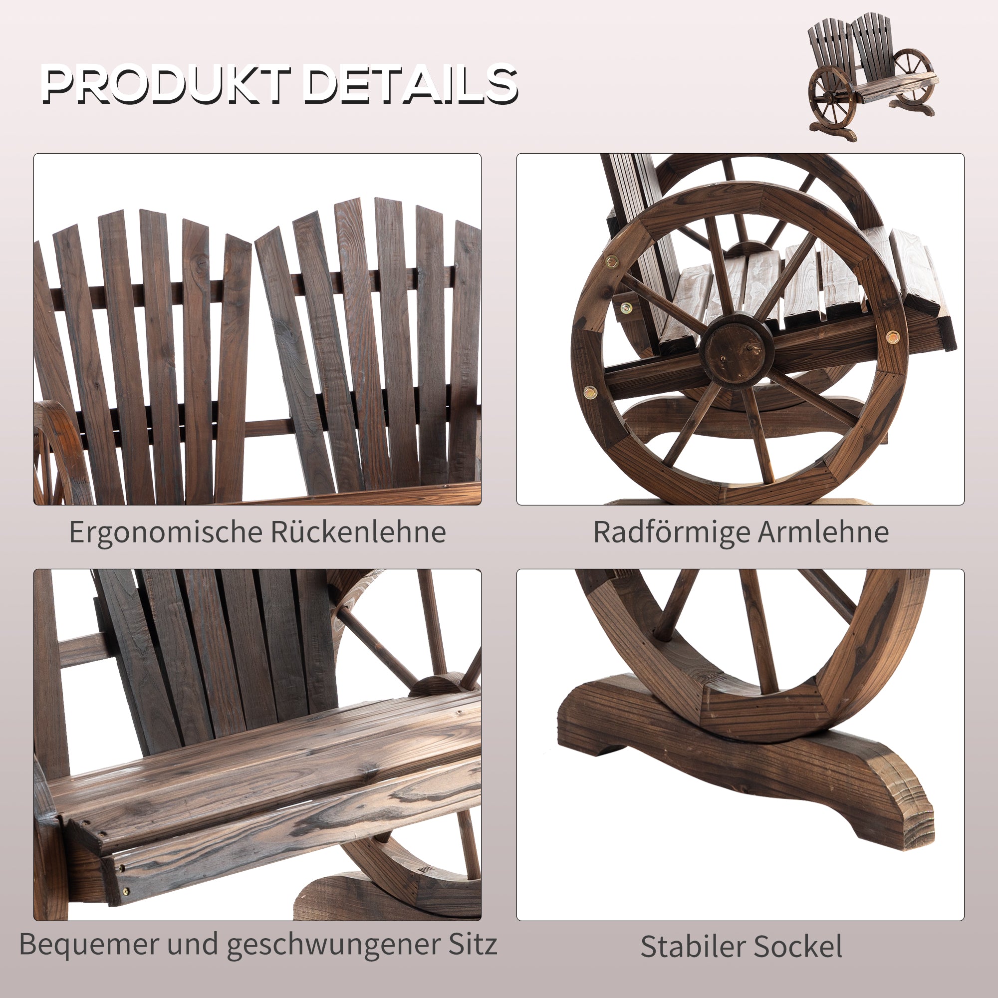 Garden Bench with Armrests, Solid Wood, Dark Brown