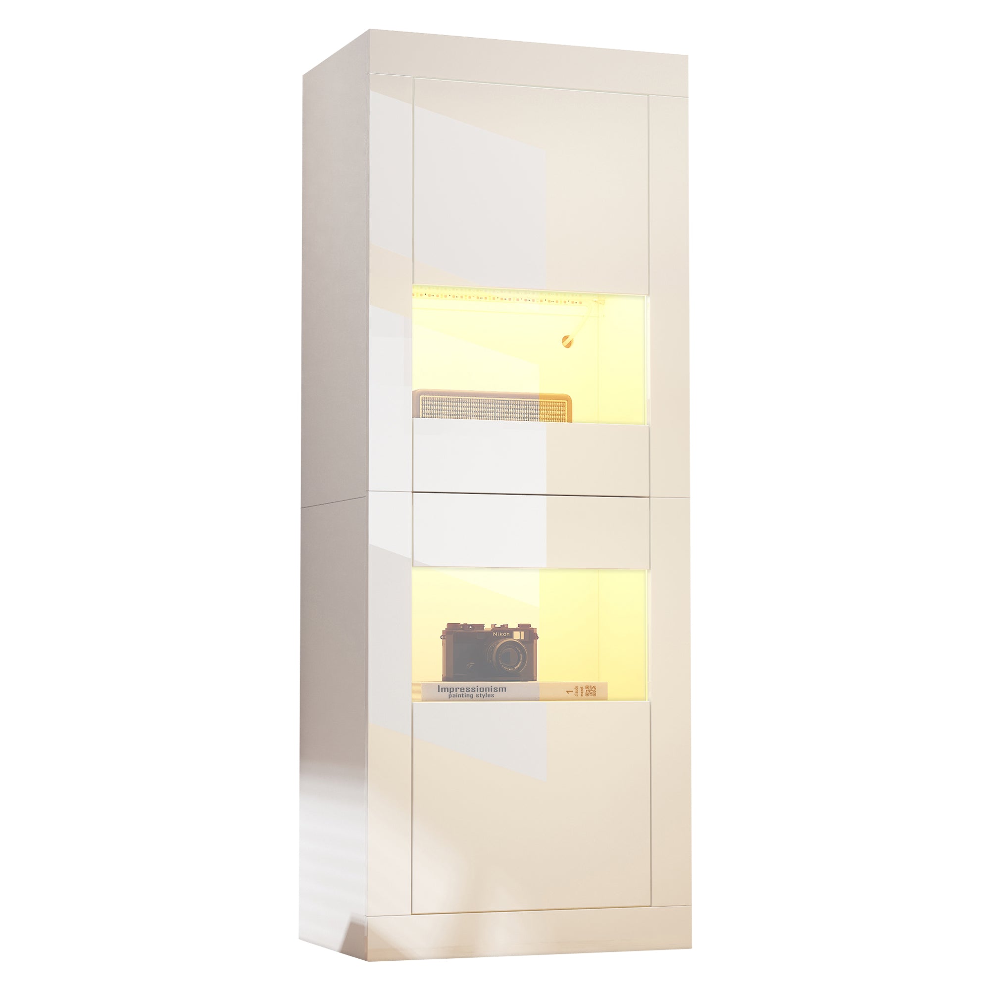 Display Cabinet LED Lighting Freestanding 61x42x162 cm High-Gloss White