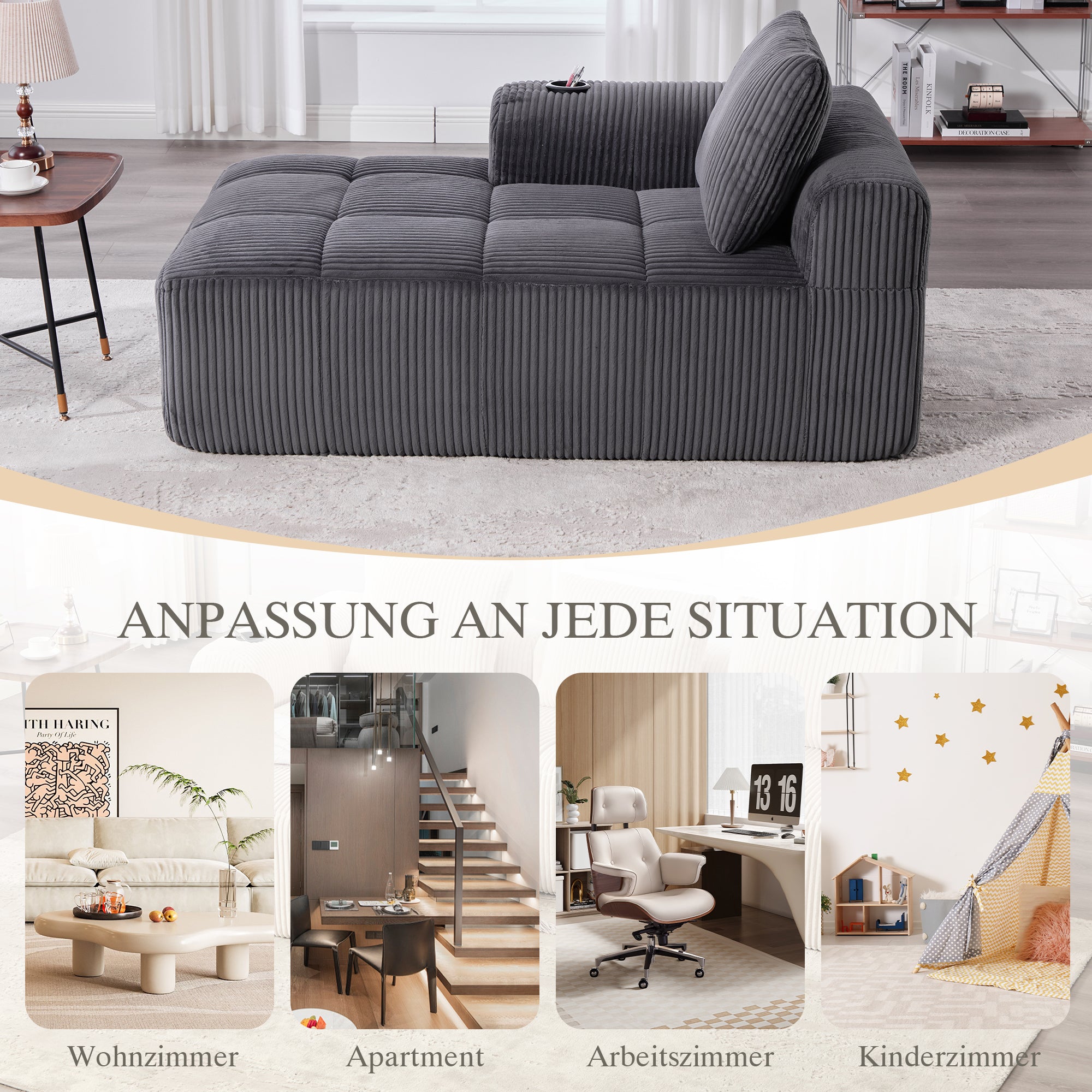 Cozy Recliner Sofa Side Pocket Drink Holder - Corduroy