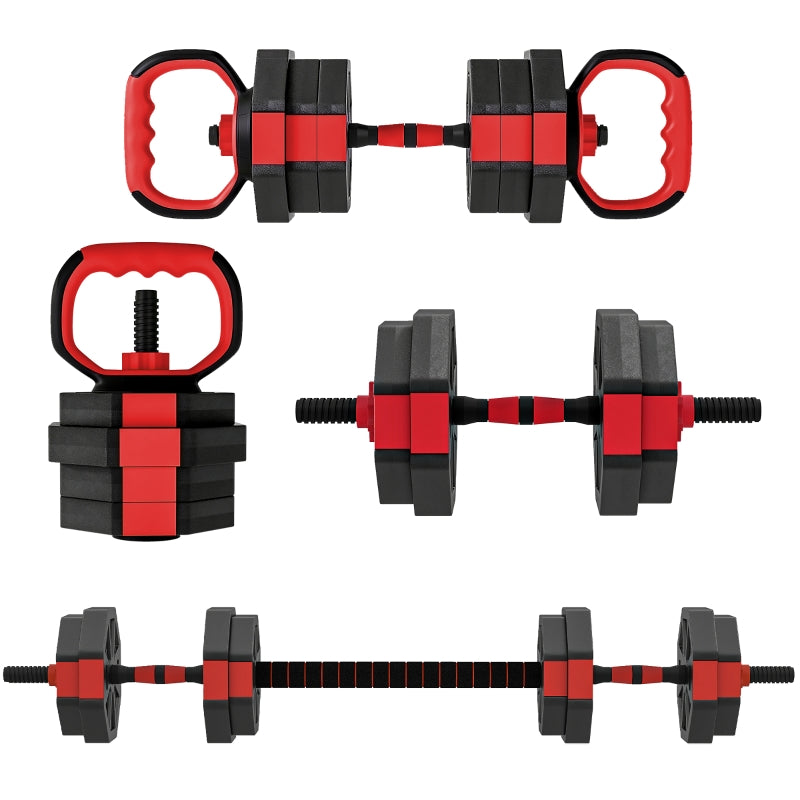 4-in-1 Dumbbell Set Adjustable 15 kg Dumbbells & Barbells