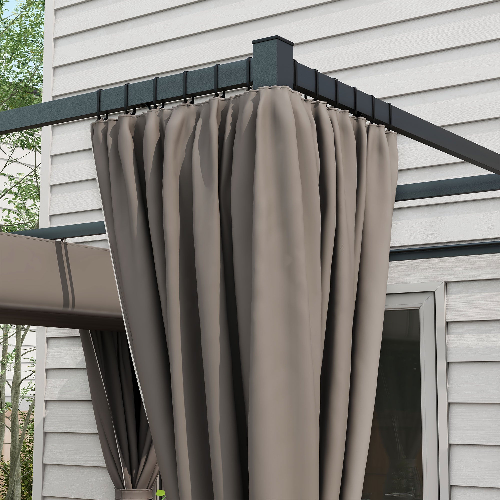 3 x 3m Moving Canopy Pergola with Curtains, Metal Grey