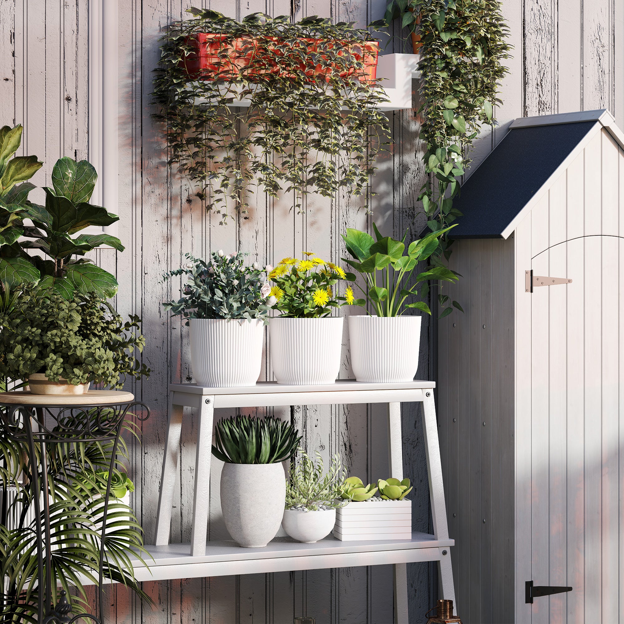 Planters, Set of Three Ф22cm, White