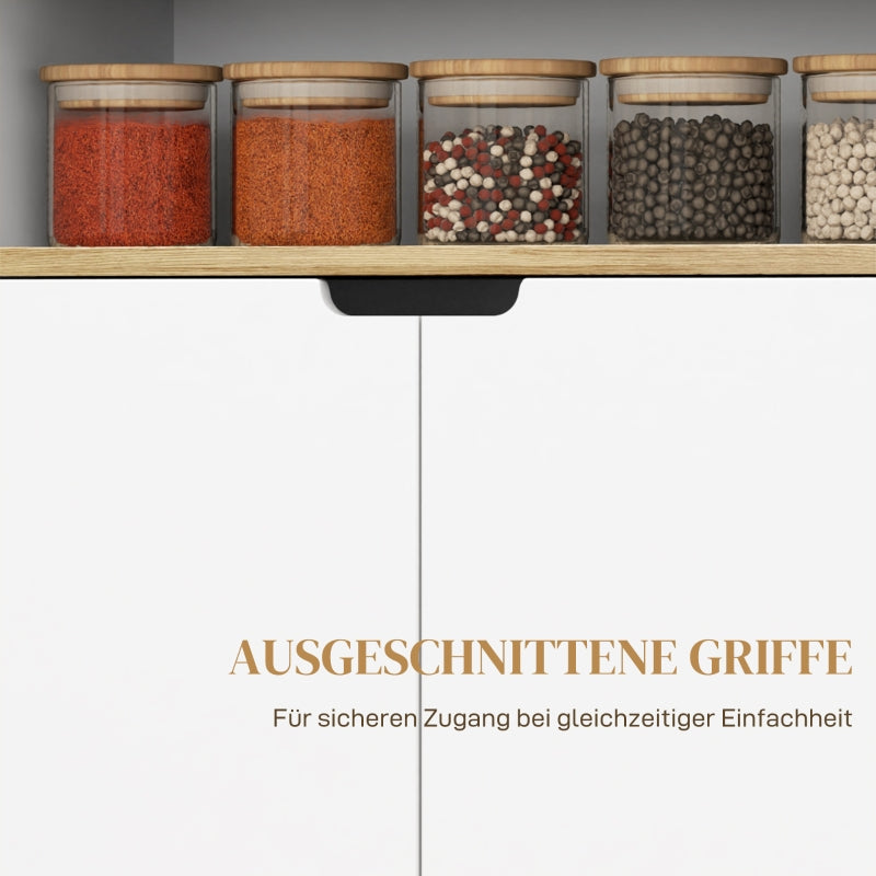 Rolling Kitchen Cart, Storage Cabinet Adjustable Shelves, White