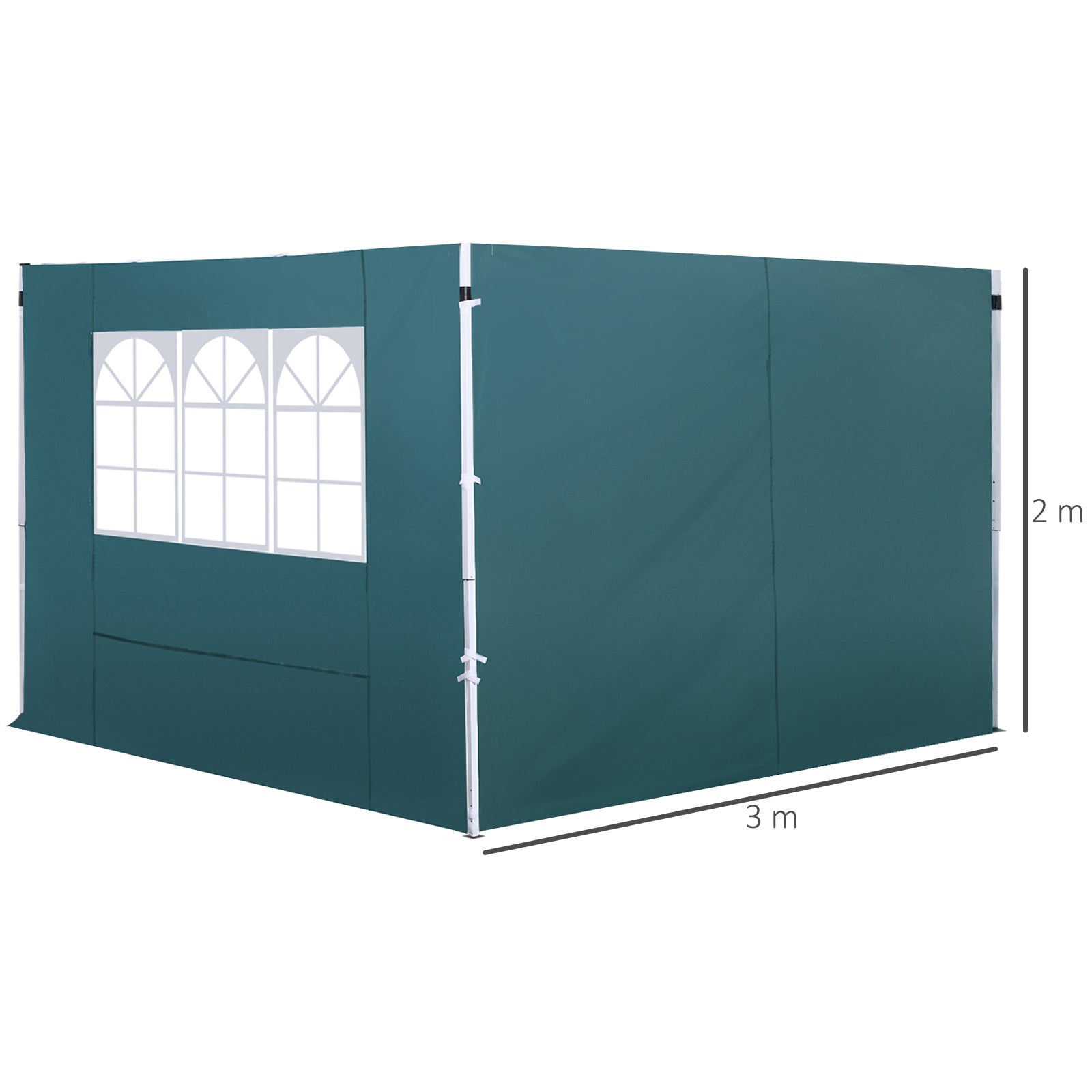 Gazebo Side Panel Wall with Window, 3 Meters, Dark Green