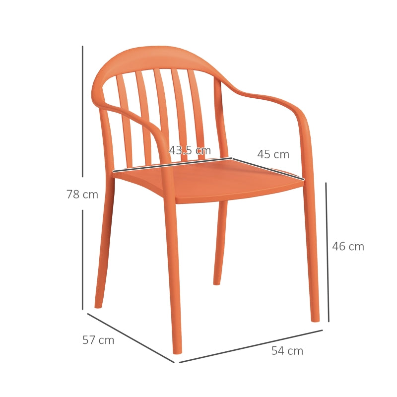 Garden Chairs Set of 4, Stackable Armchair 120 kg Support, Plastic Red