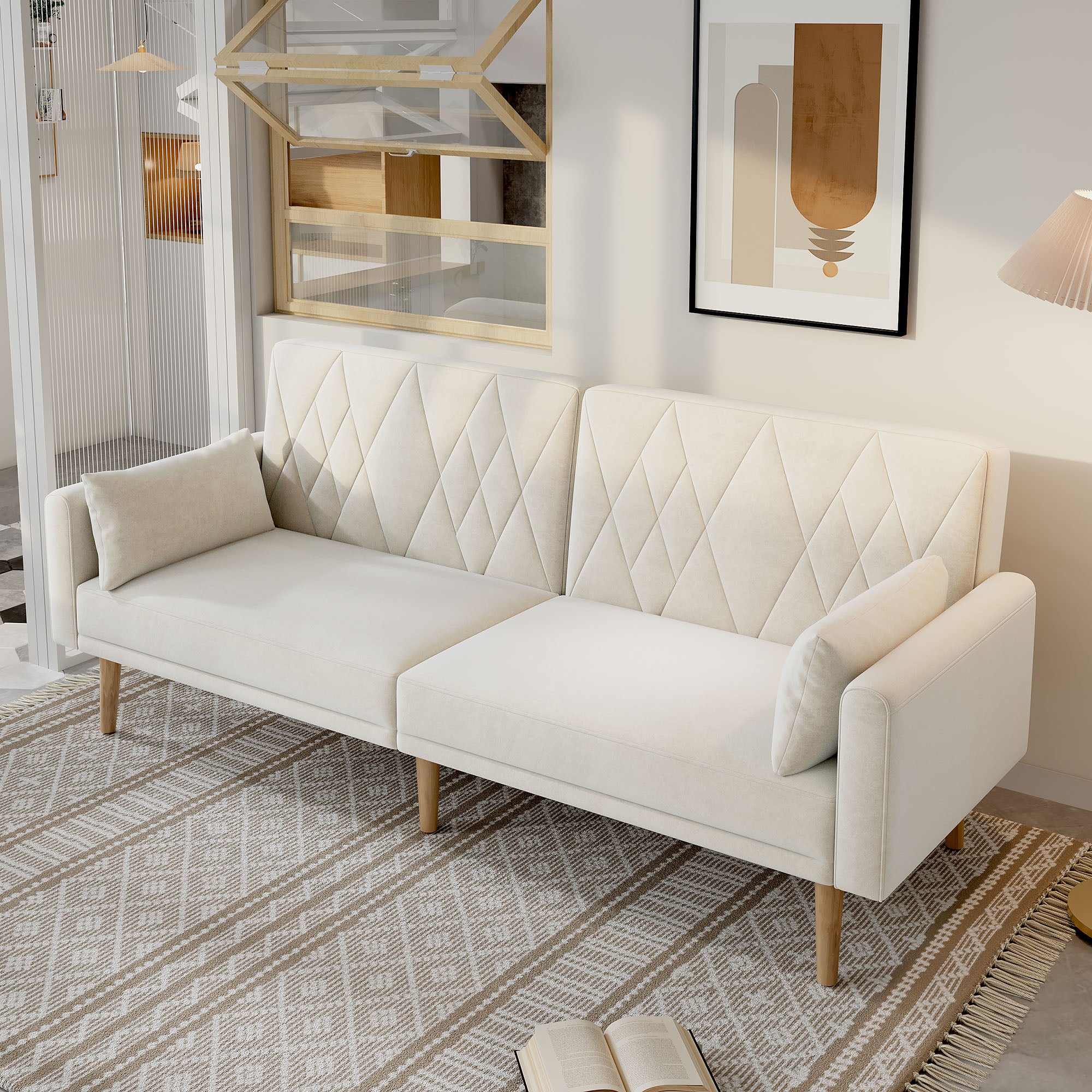 Sofa Bed, Two-Seater, Sleep Function, Velvet Fabric