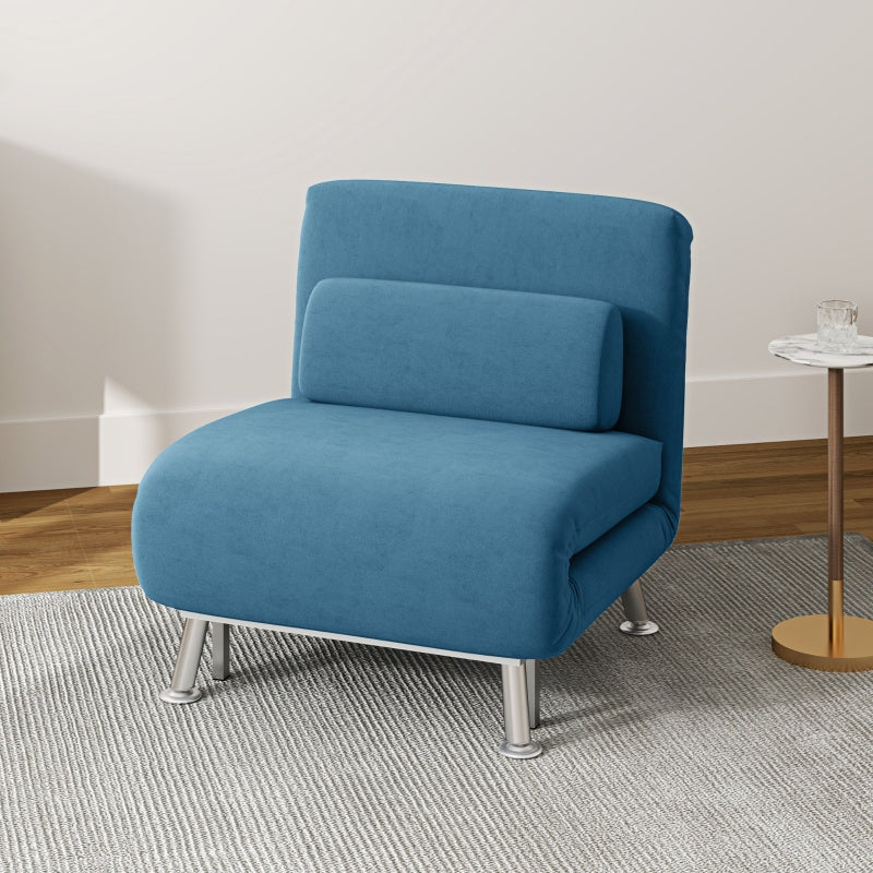 Single Sleeper Chair - Velvet-Feel, Blue
