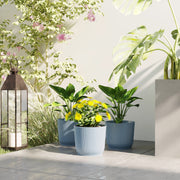 Set of Three Planters, 22cm Diameter, Blue