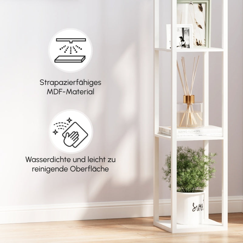 Floor Lamp, Shelves, 26 x 26 x 160 cm, Wood