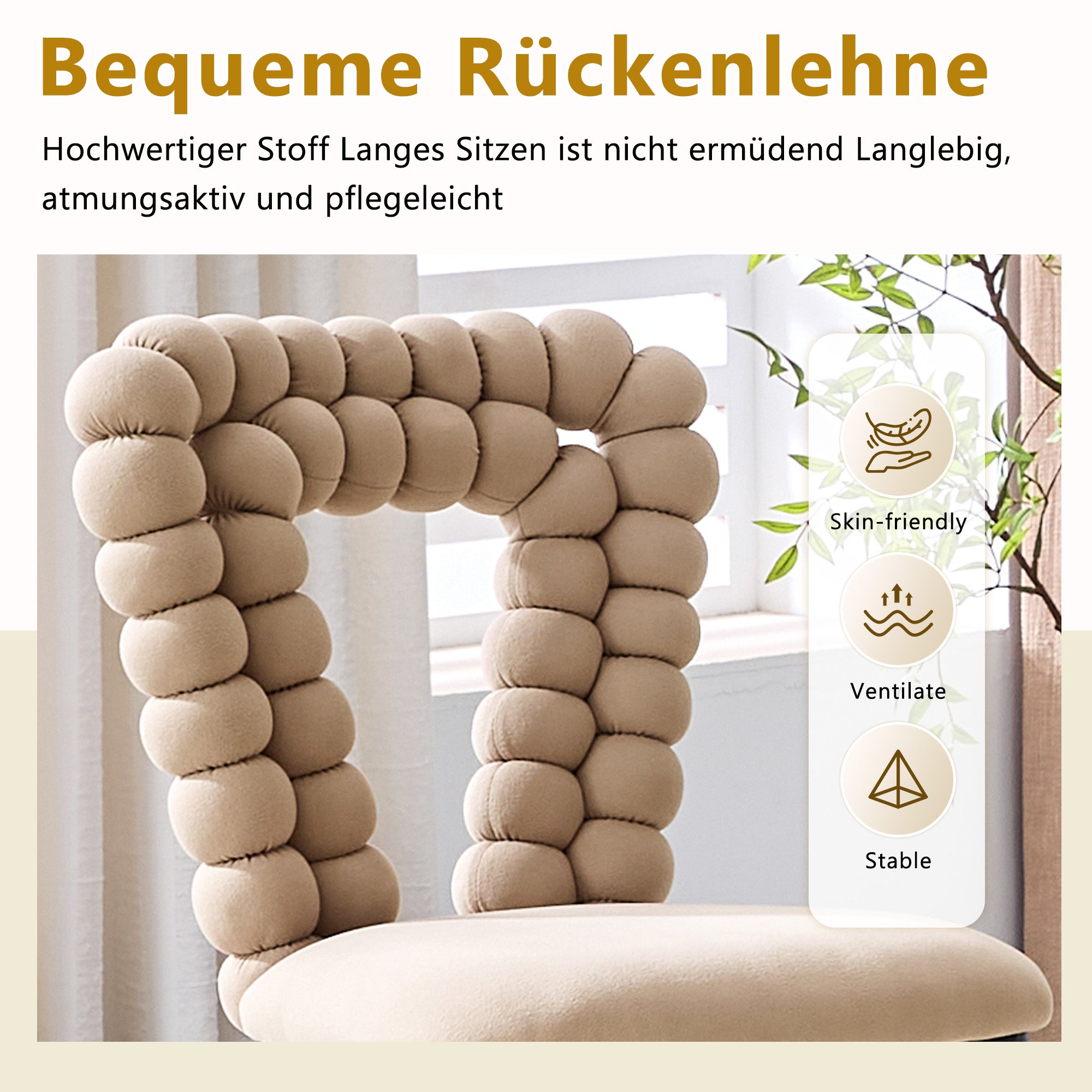 Camel Dining Chairs (Set of 2), Triangular Cutout Backrest, Black Metal Legs, Velvet