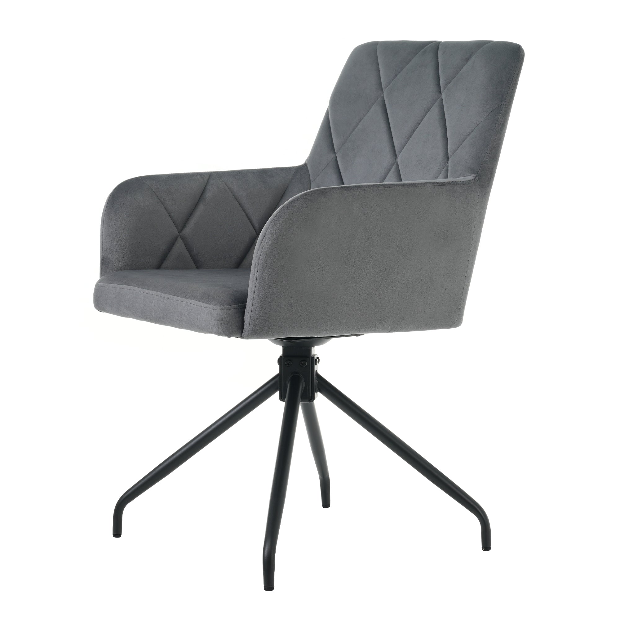 360° Swivel Dining Chairs, Set of 6 with Diamond Pattern and Lumbar Support, Anthracite Velvet