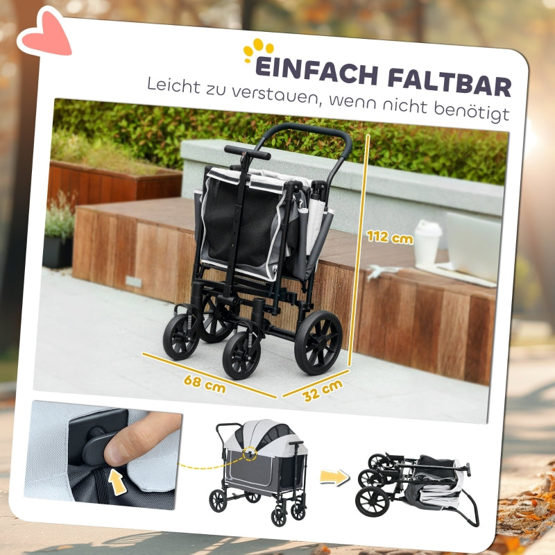 Dog Stroller Foldable, 30 kg, Dark Grey