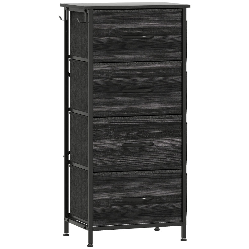 Chest of Drawers, Four Storage Drawers, Fabric, Black