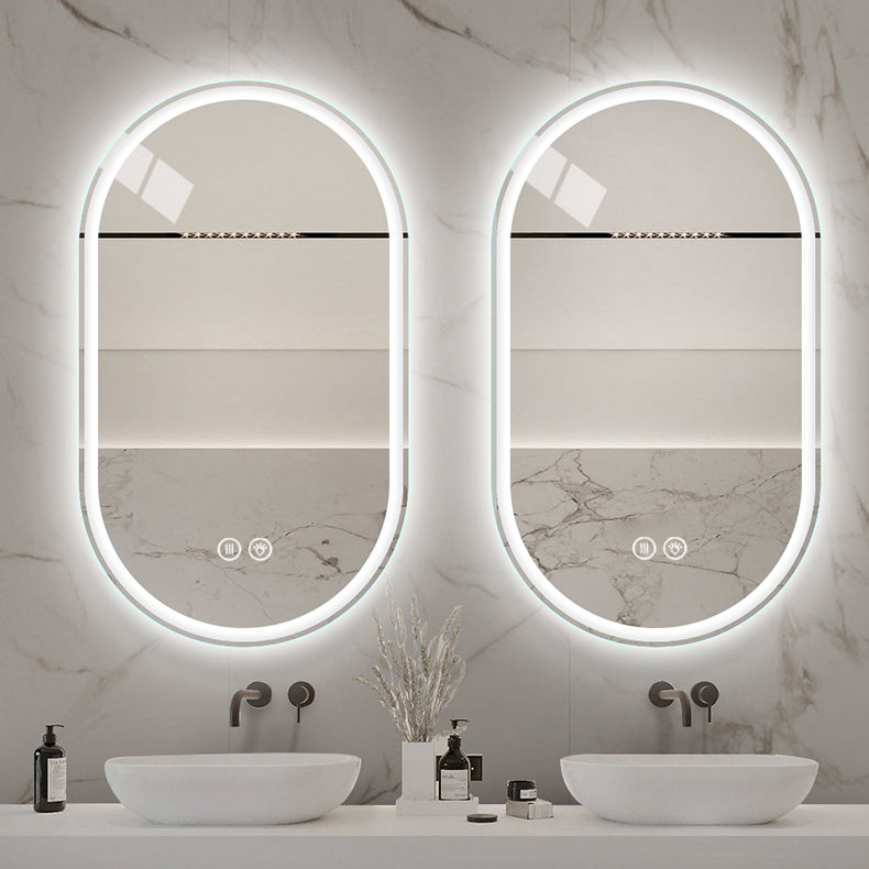 Frameless Oval Smart Mirror, 60x100cm Anti-Fog Touch Screen Bathroom, Glass