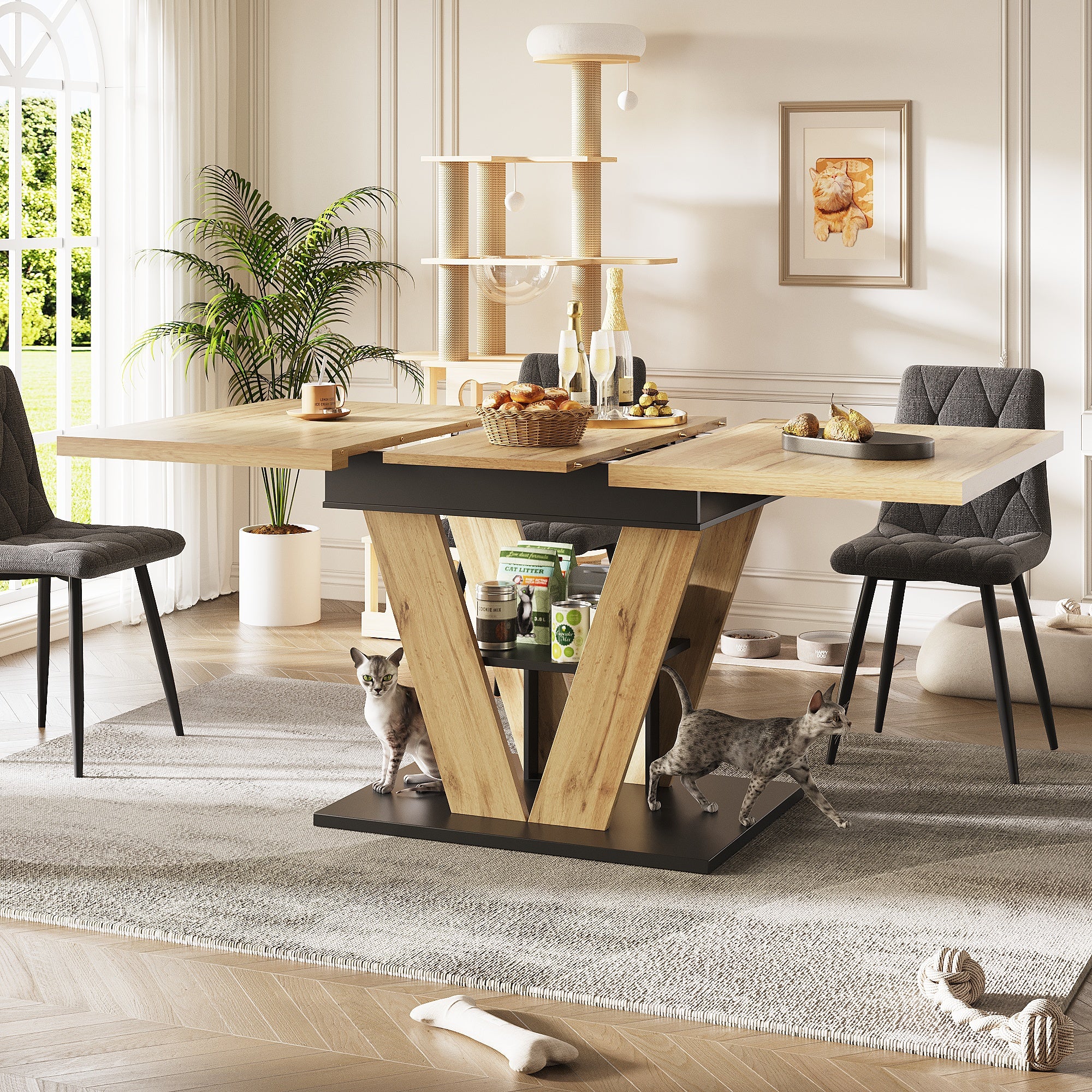 Extendable Dining Table 110(140)x80cm - Wood Grain