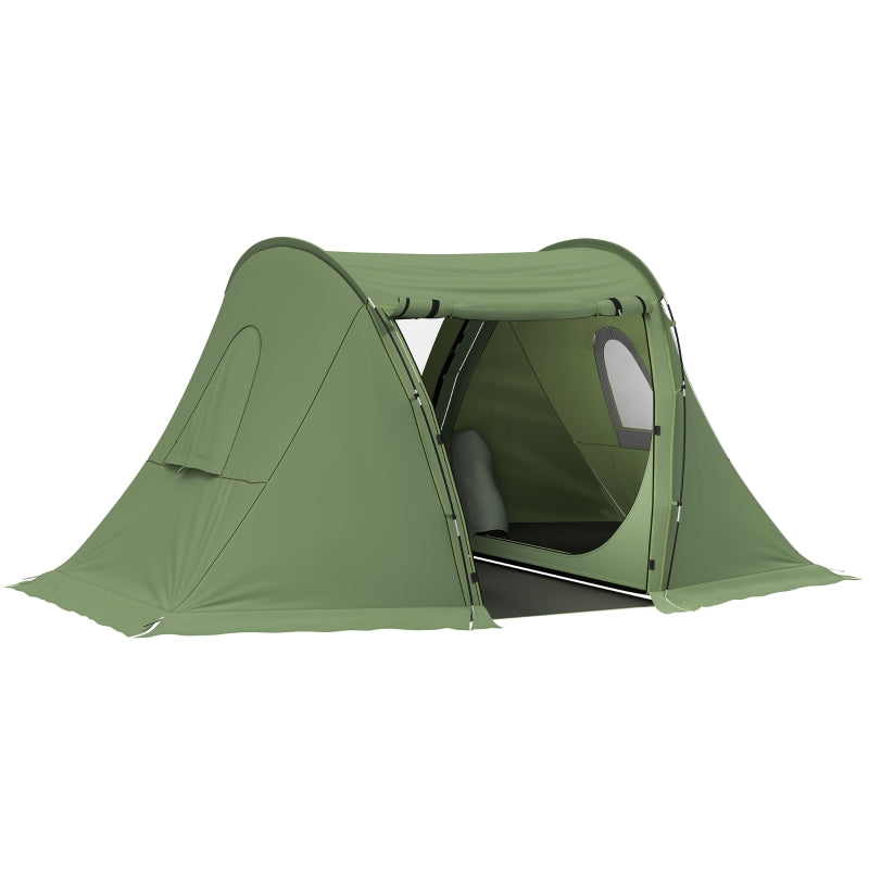 3 Man Camping Tent, 2 Bedrooms Living Area 3000mm Waterproof, Green