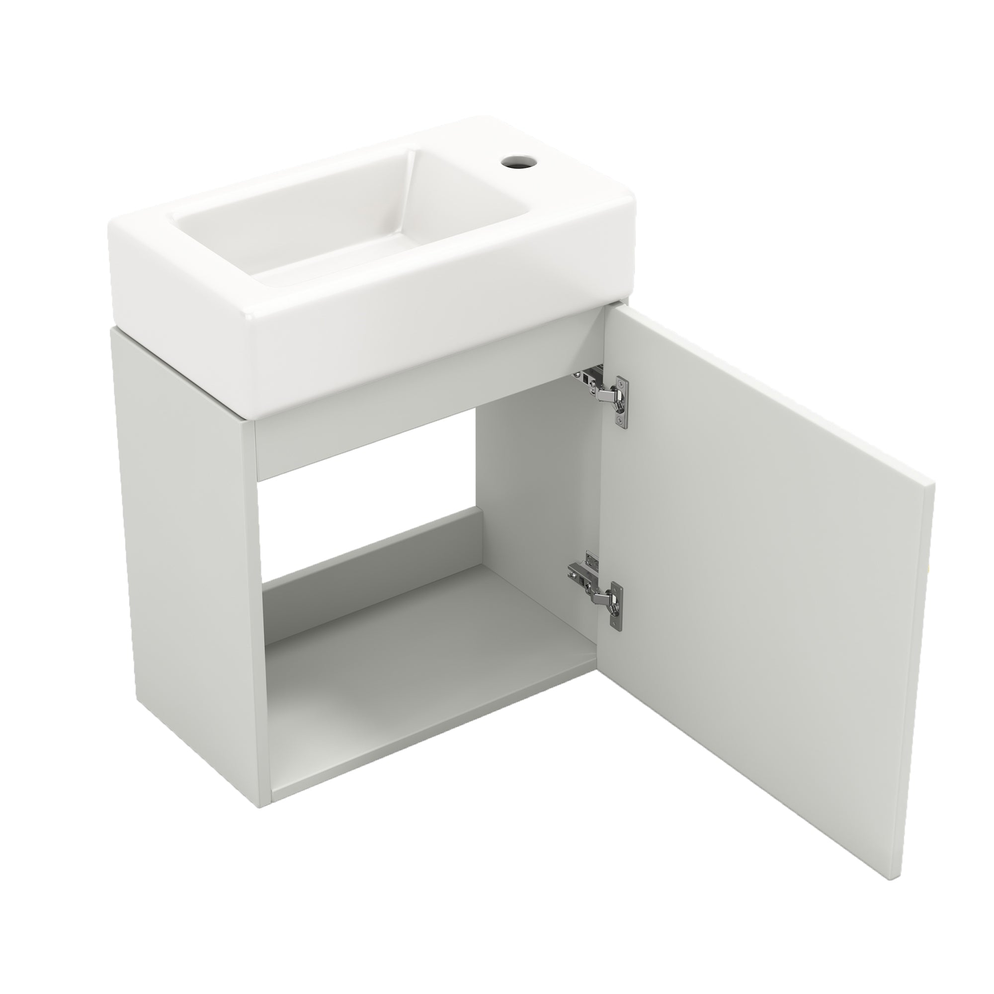 Bathroom Furniture Washbasin with 46cm Vanity Unit, Hanging, Small Guest Bathroom