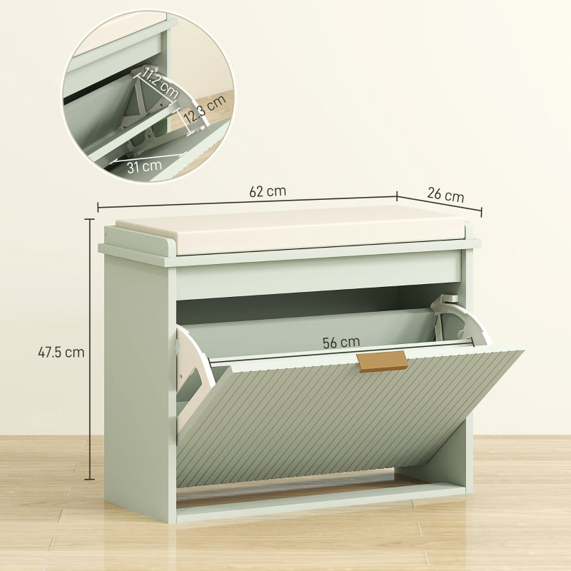 Elegant Six Shoe Bench with Top Seat - Green