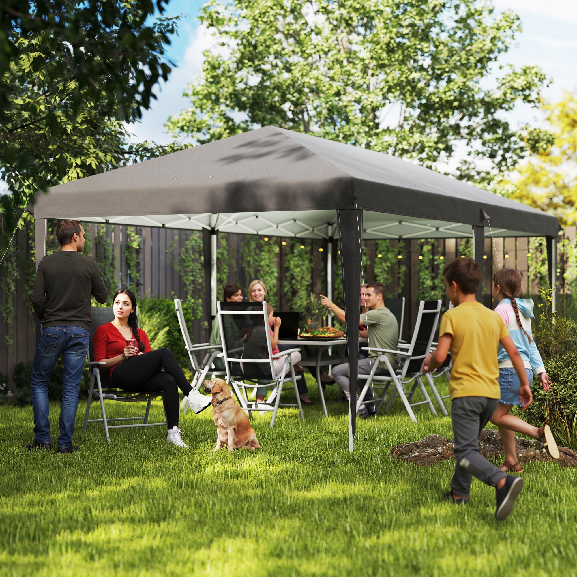 Pop-Up Gazebo 6 x 3m Steel Frame, Grey