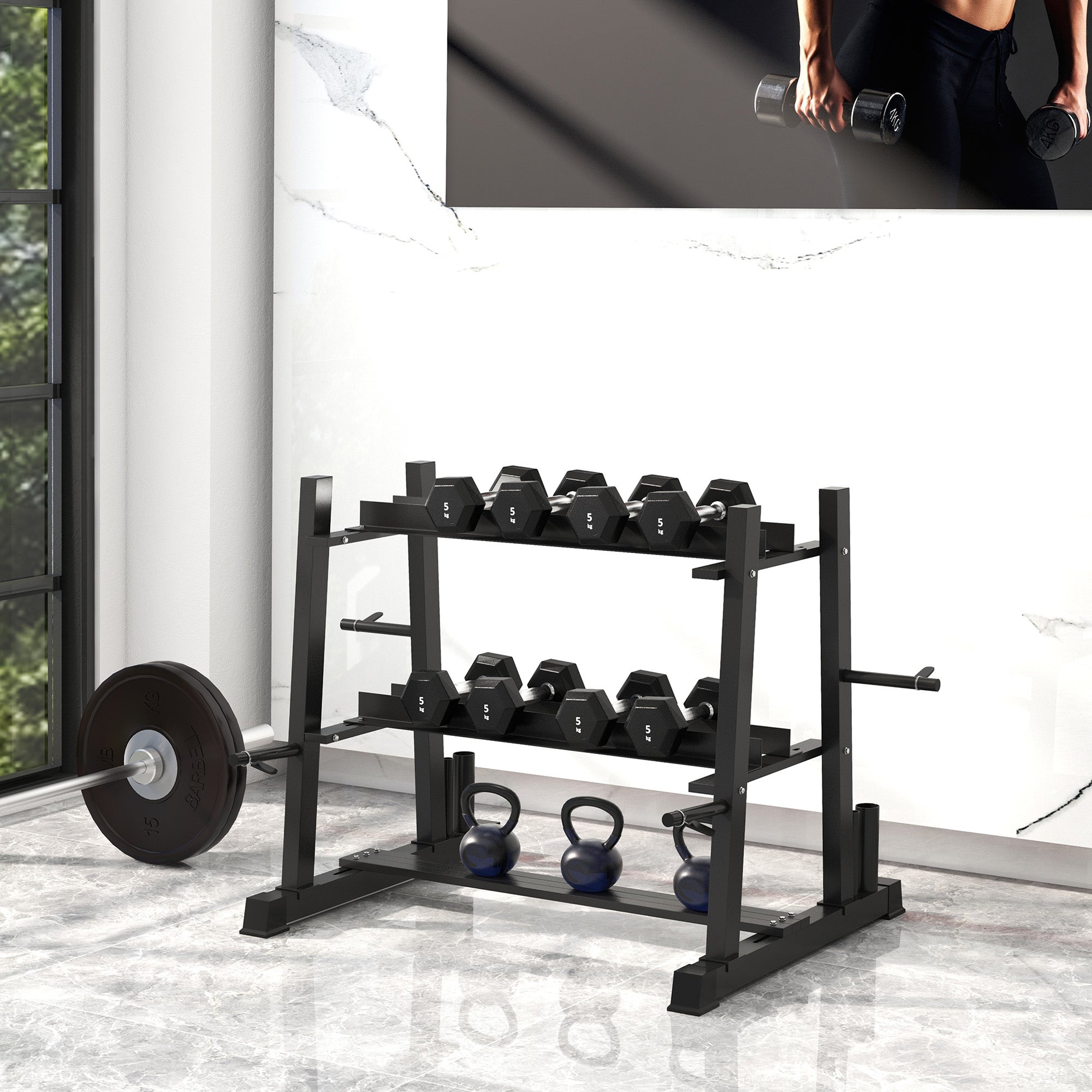 Dumbbell Rack 3 Levels, 200 kg Steel Black