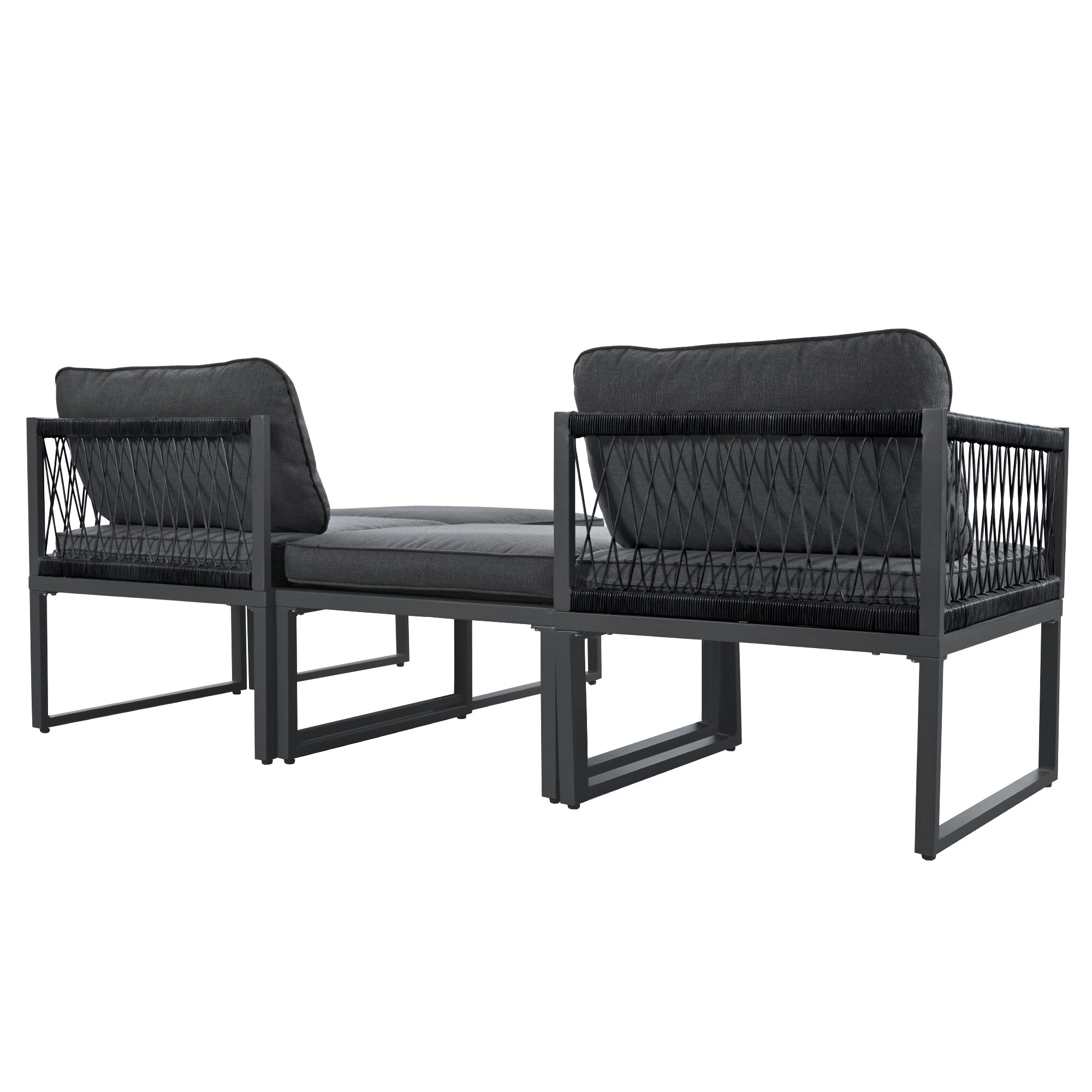 Garden Lounge Set 2 Sofas 2 Footstools - Adjustable