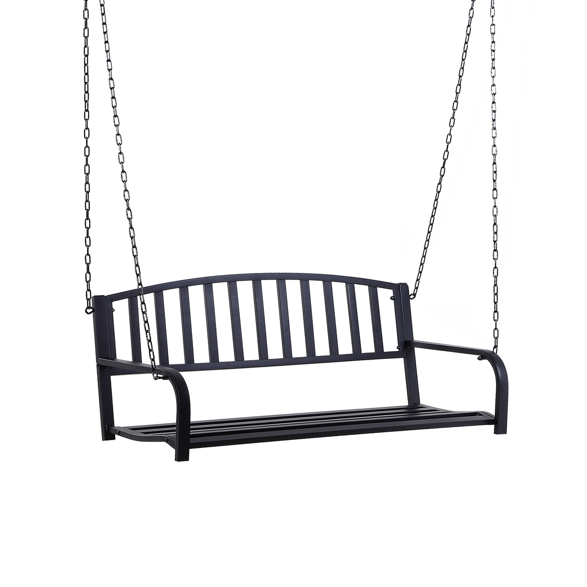 Hollywood Swing Garden Swing 2-Seater Hanging Bench Metal Black