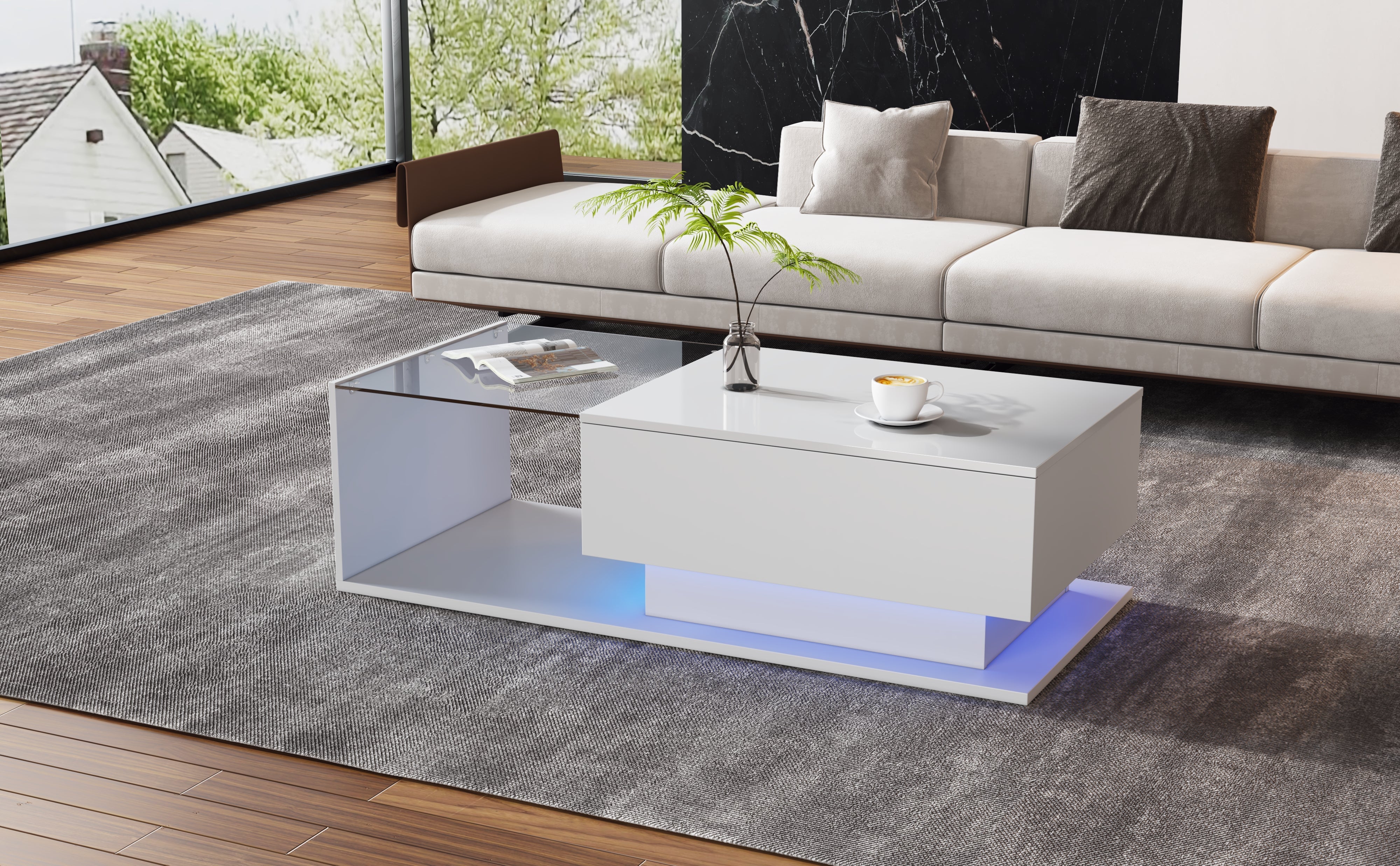 Modern TV Cabinet: Stylish, Elegant, High-Gloss White, Wood Look