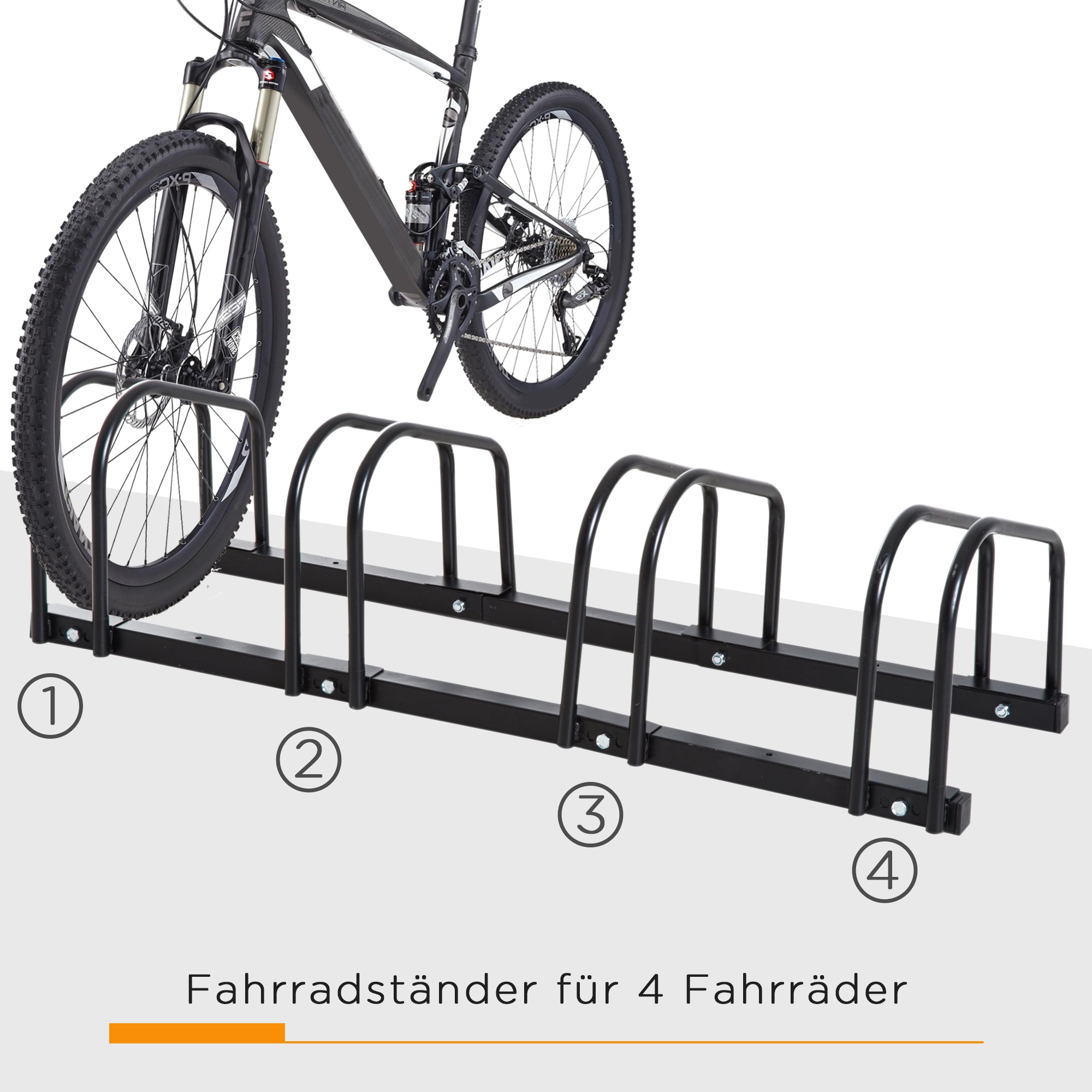 Bike Rack, 5 Bikes, Weatherproof, Steel, Black