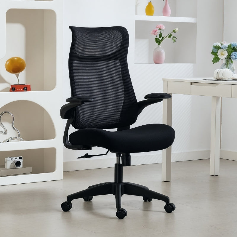 Ergonomic Office Chair with Mesh Back, 3D Armrests, Headrest & Tilt - Black