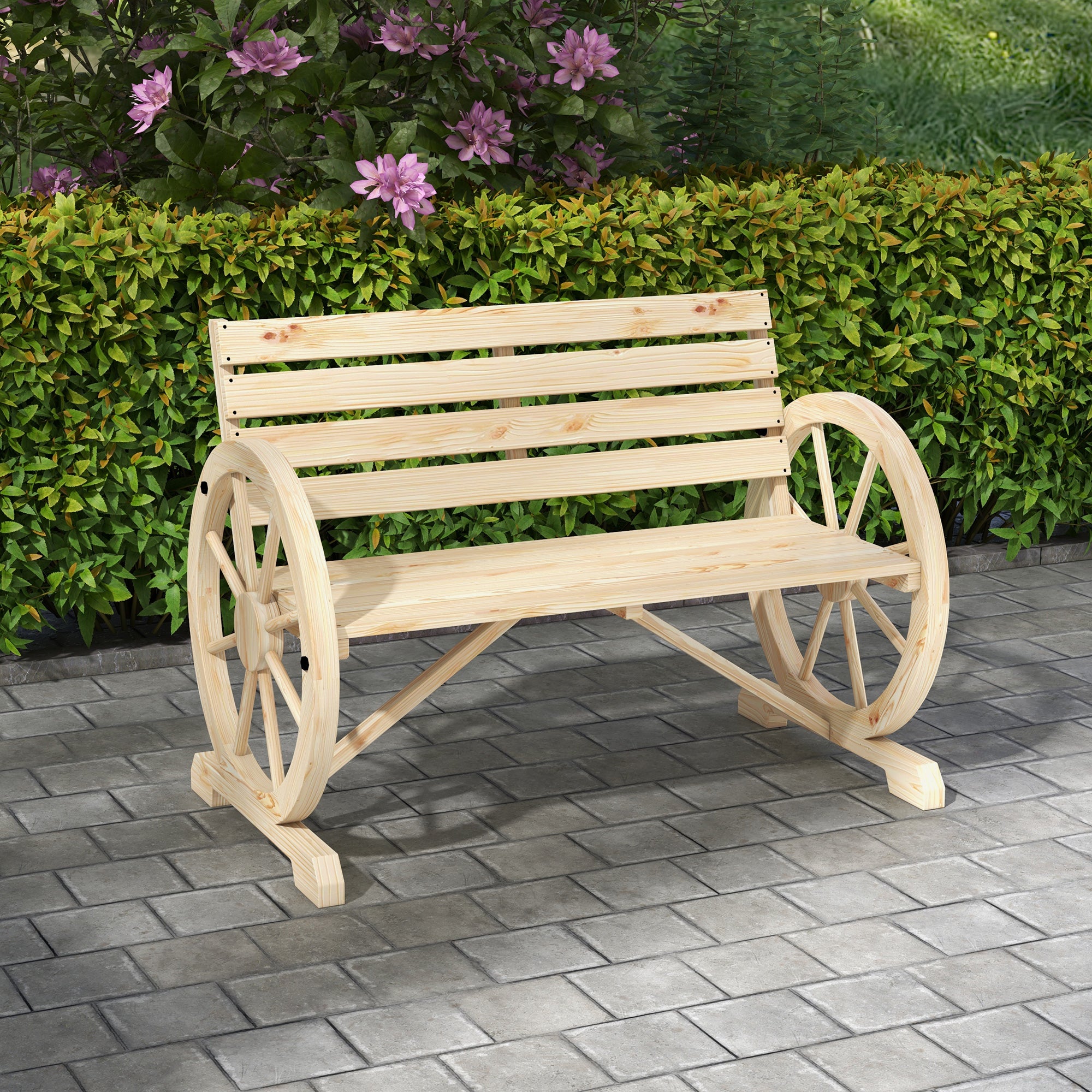 2-seater Garden Bench with Armrests, 240 kg Load Capacity, Fir Wood, Natural