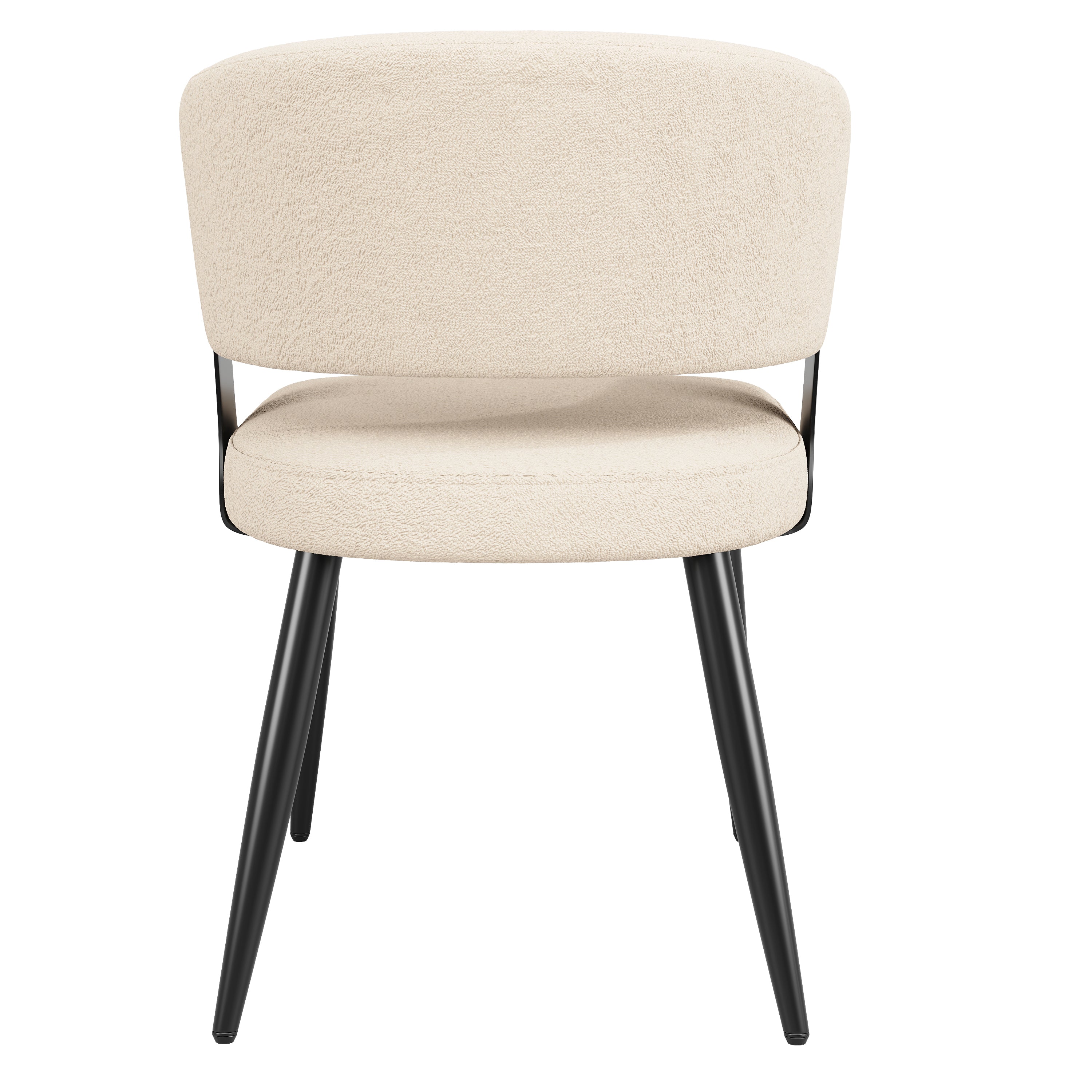 Dining Chair Set of 6 with Curved Backrest and Ergonomic Design, Flannel, Beige and Grey