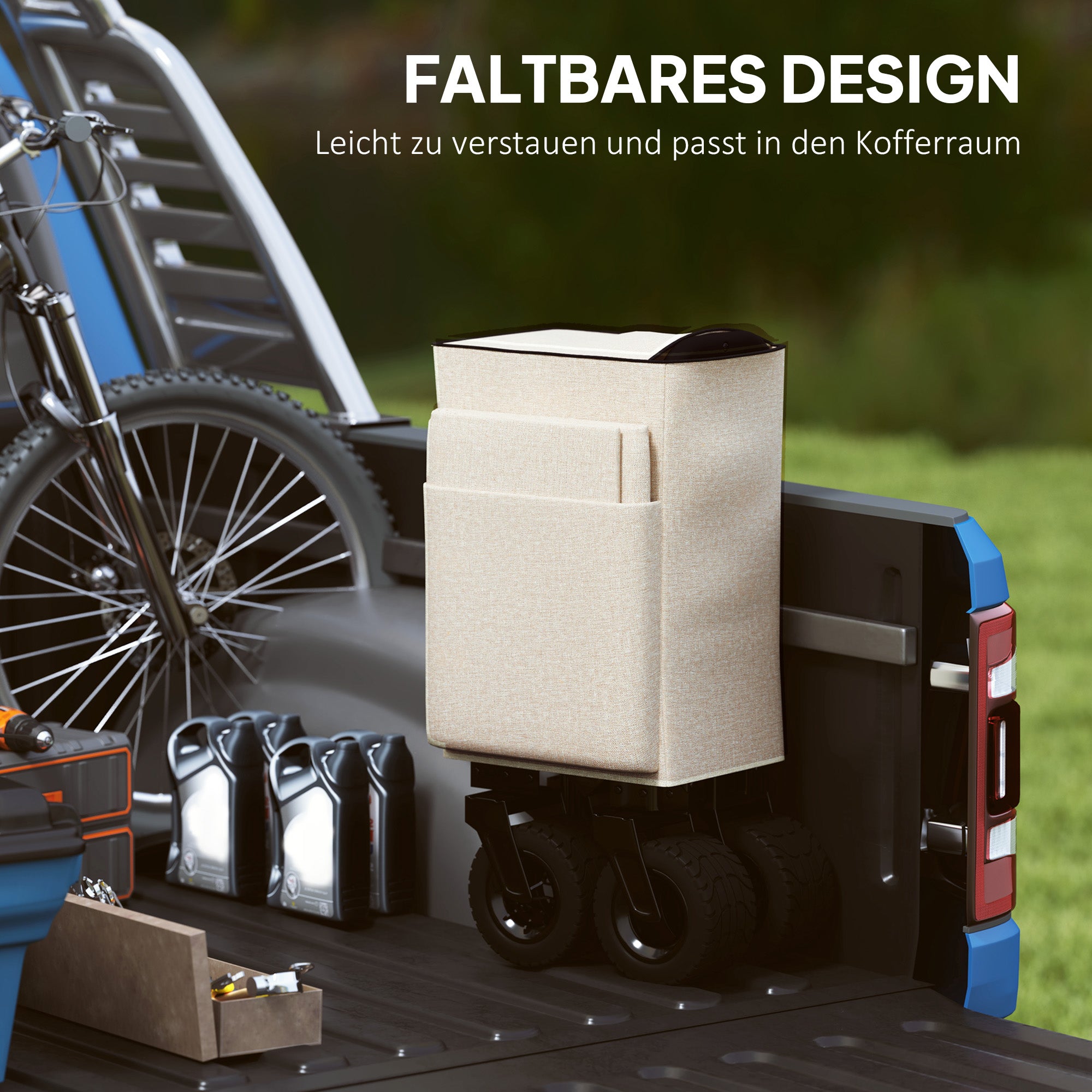 Garden Cart 100 kg, Foldable, 138 Liters, Beige