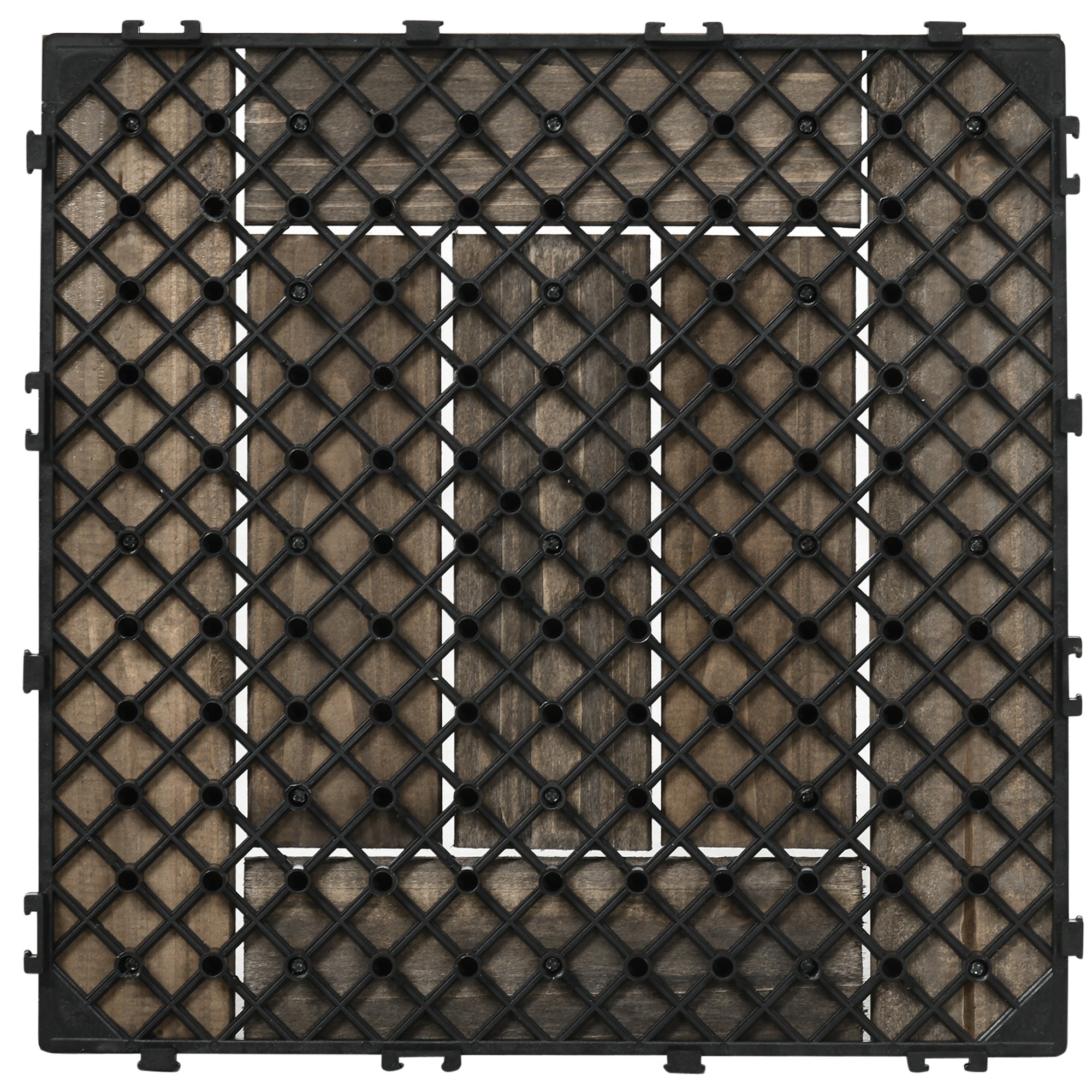 Wooden Interlocking Decking Tiles 30 x 30 cm Outdoor Flooring 27 Pcs 2.5㎡ Charcoal Grey