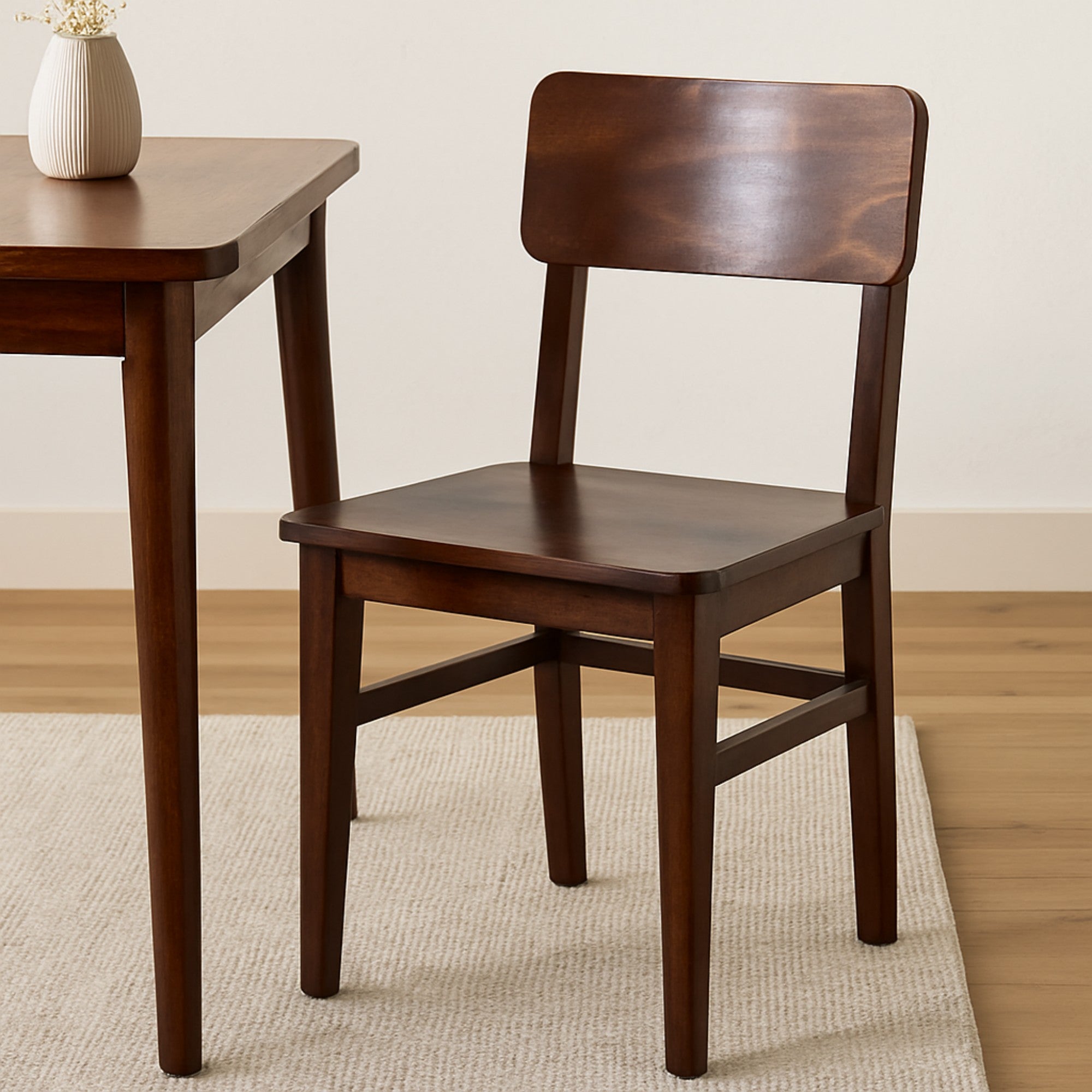 Solid Wood Classic Dining Chair, Chestnut Brown